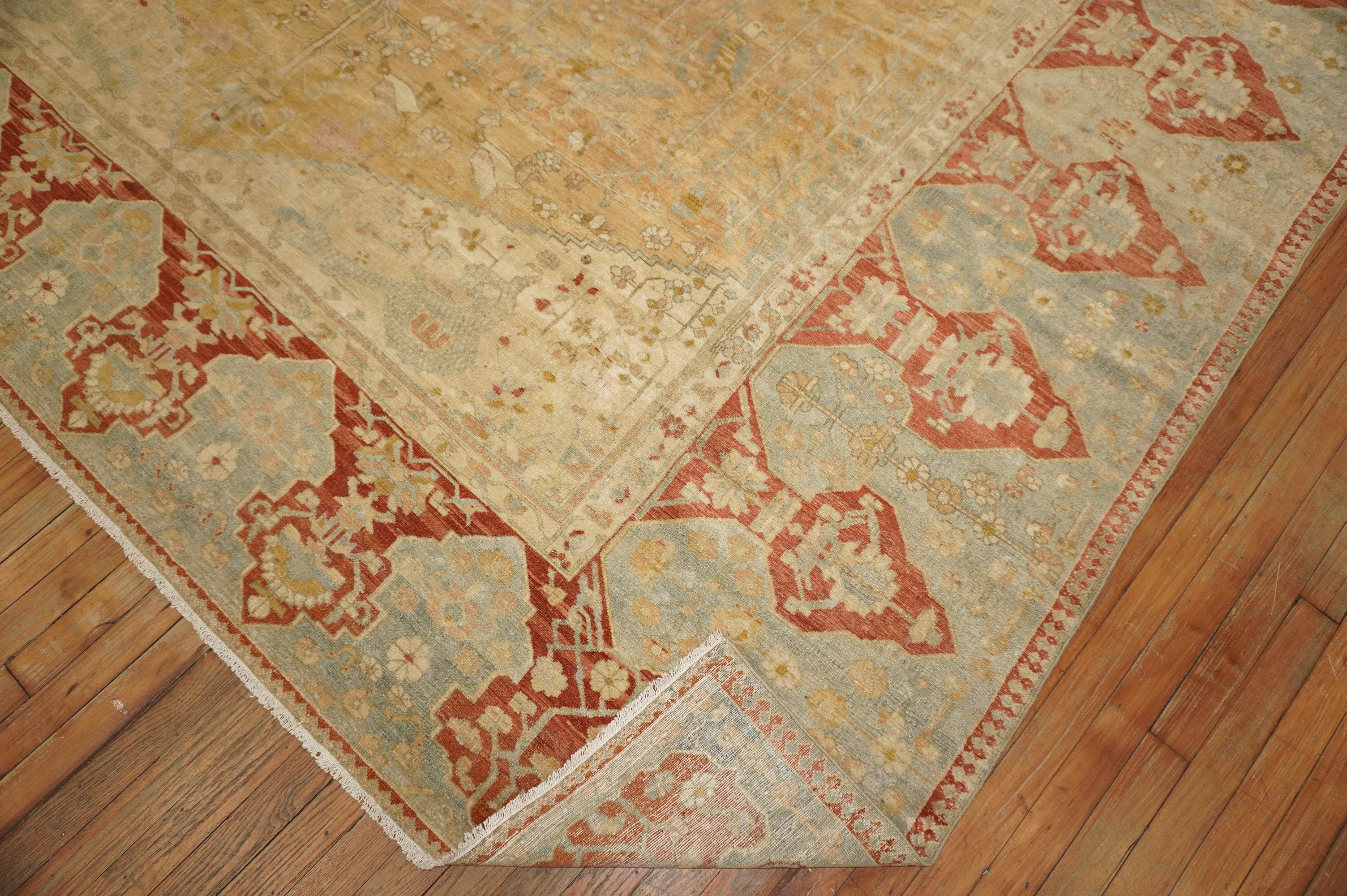Yellow Ground Late 19th Century Antique Persian Malayer Rug In Good Condition For Sale In New York, NY
