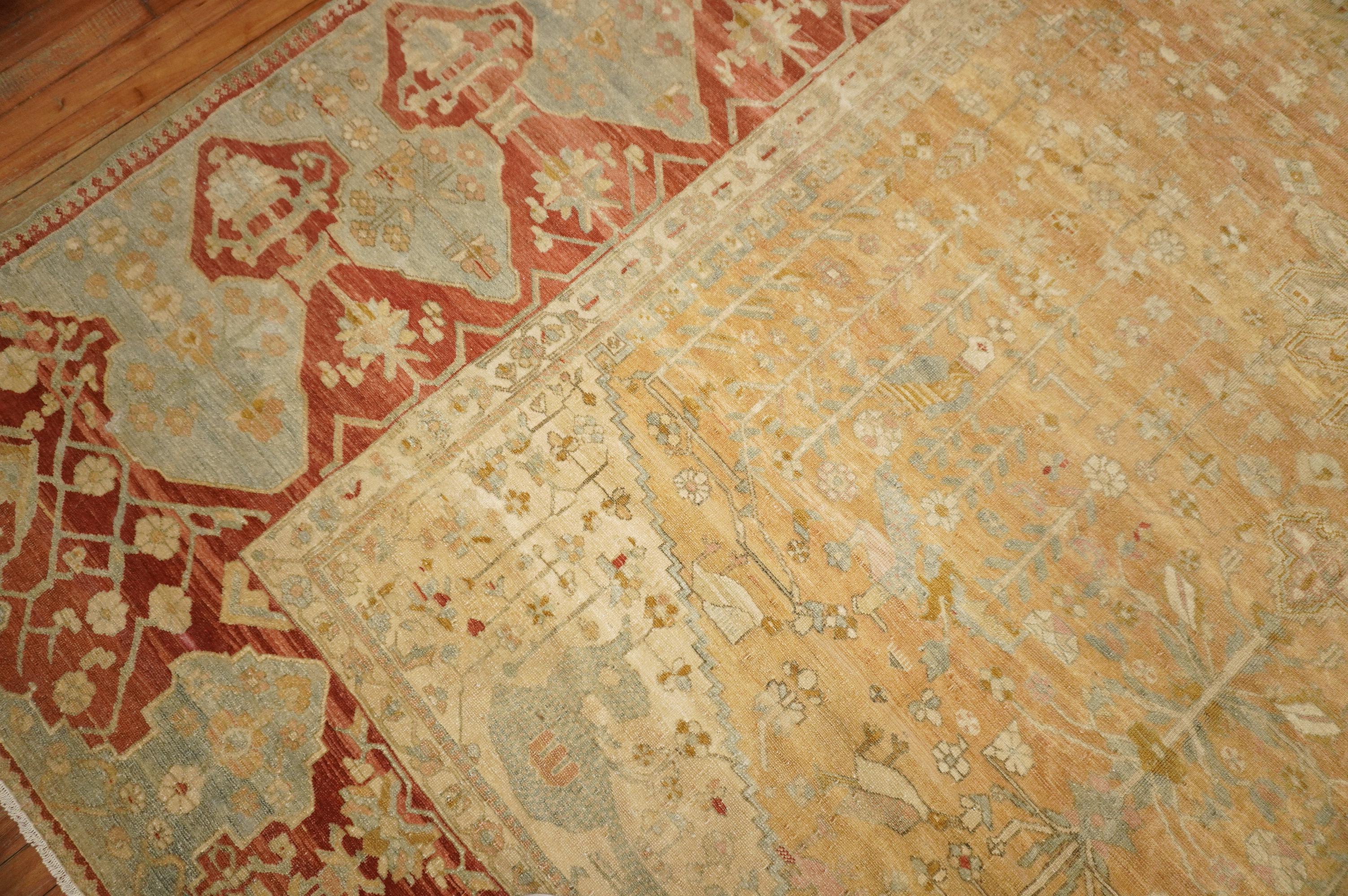 Wool Yellow Ground Late 19th Century Antique Persian Malayer Rug For Sale