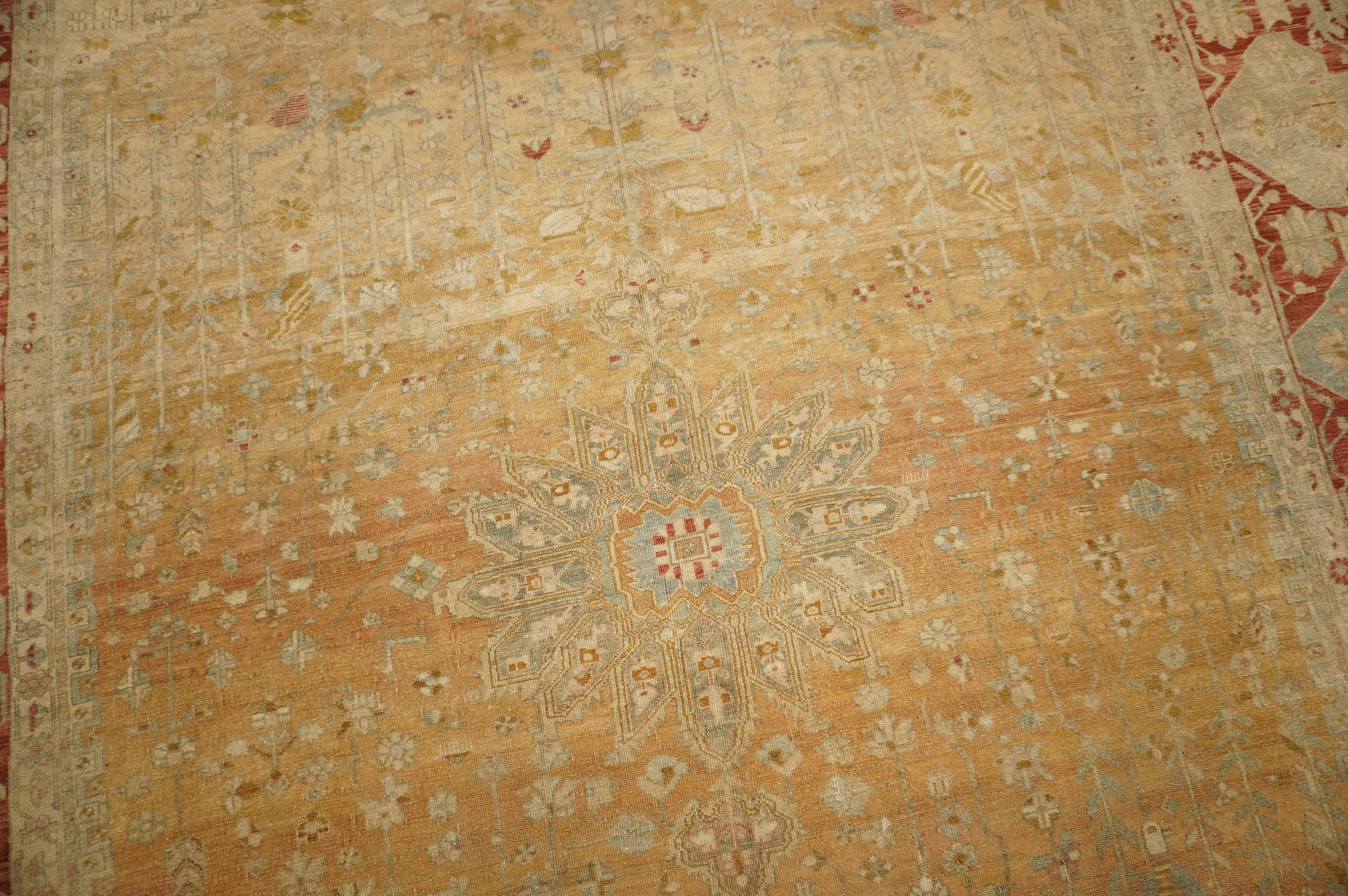 Yellow Ground Late 19th Century Antique Persian Malayer Rug For Sale 1