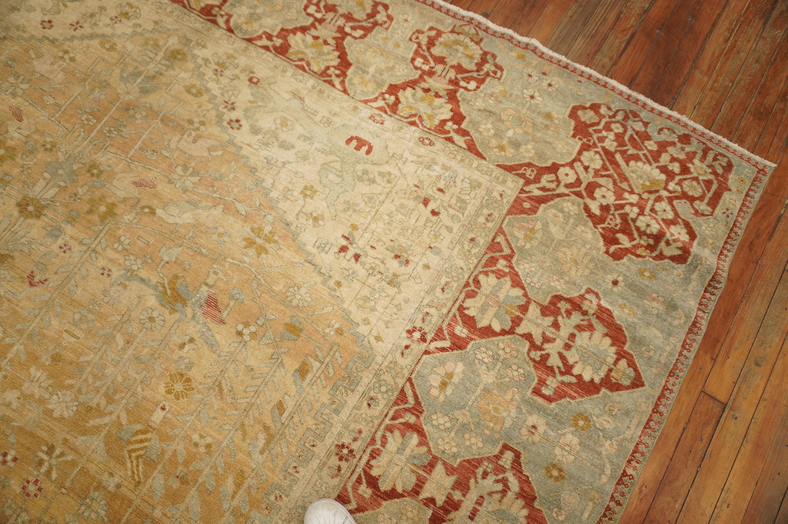 Yellow Ground Late 19th Century Antique Persian Malayer Rug For Sale 2