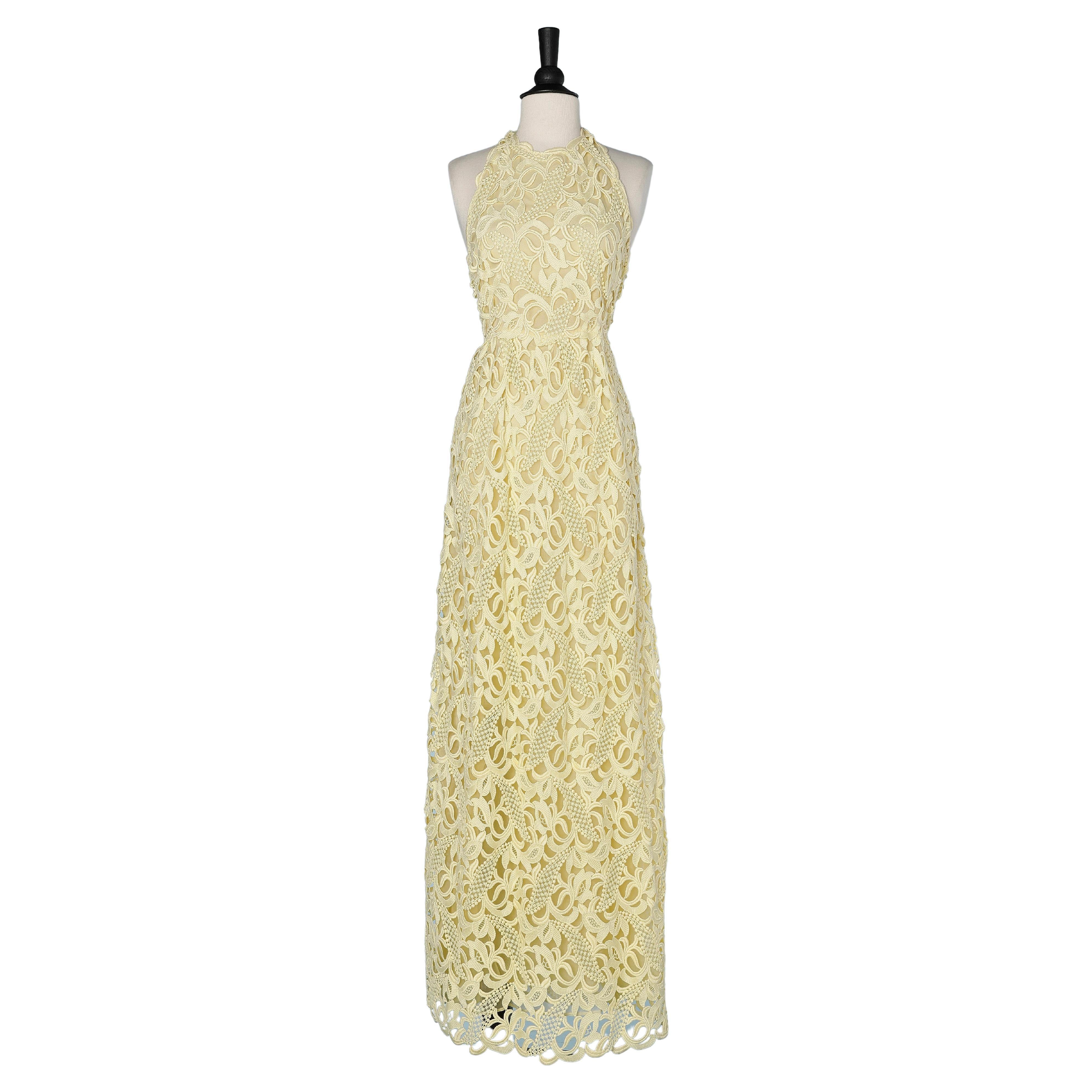 Yellow guipure lace evening dress Valentino ( without brand tag) For Sale