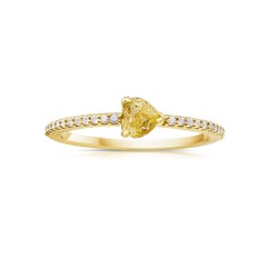 Rare Colors Yellow Heart Diamond Stackable Ring