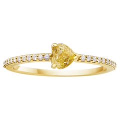Rare Colors Yellow Heart Diamond Stackable Ring