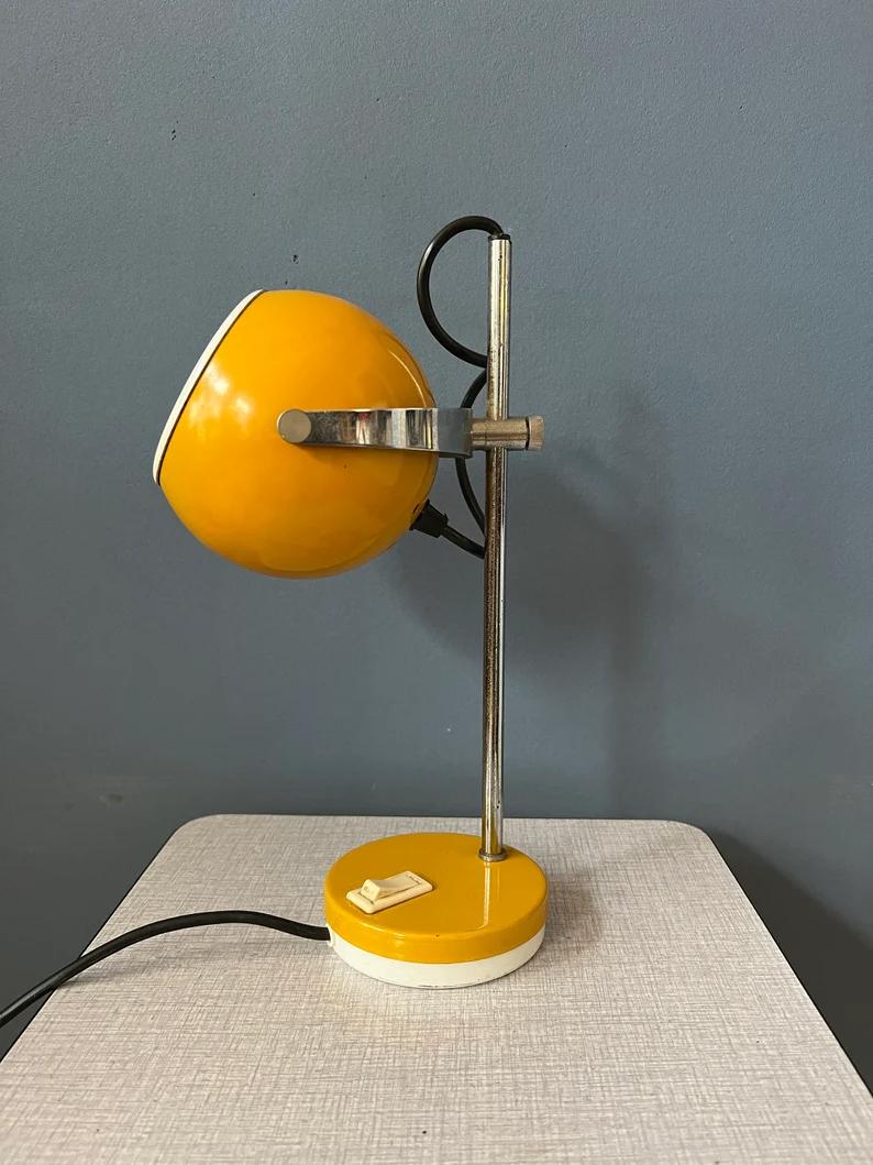 Metal Yellow Herda Space Age Eyeball Table Lamp, 1970s For Sale
