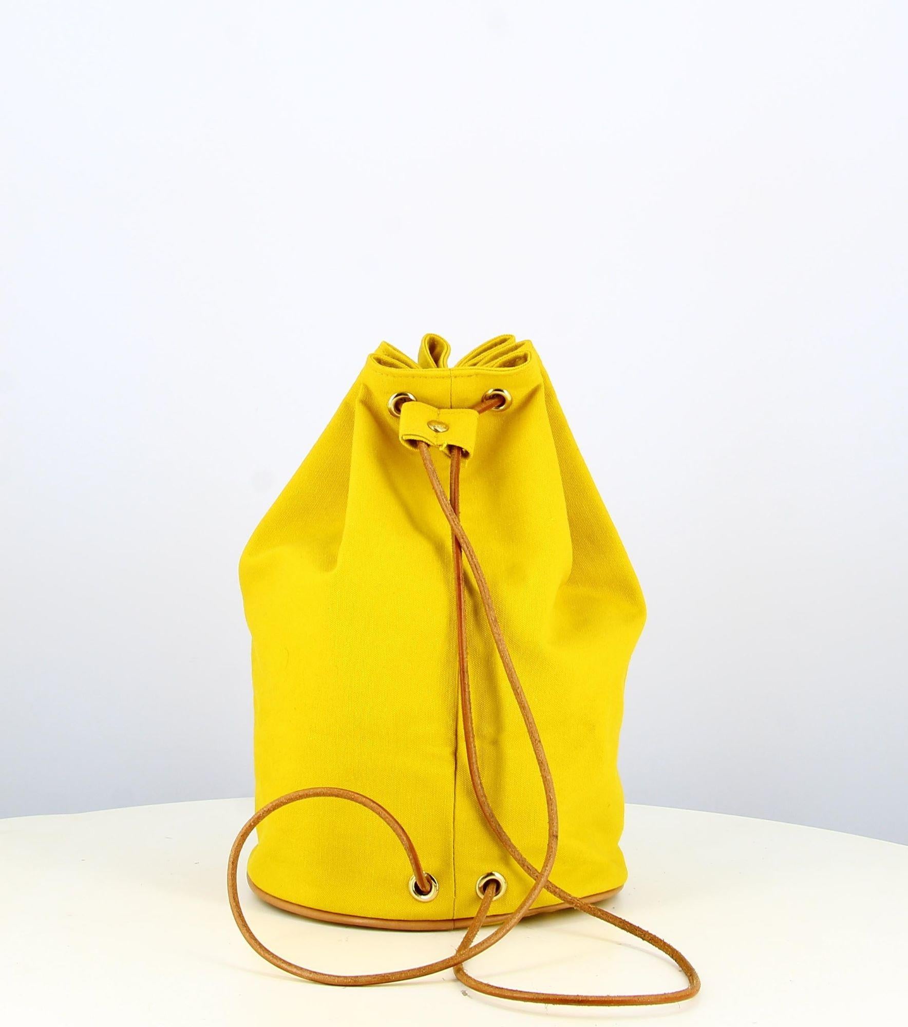 Women's or Men's Yellow Hermes Fabric Backpack  For Sale