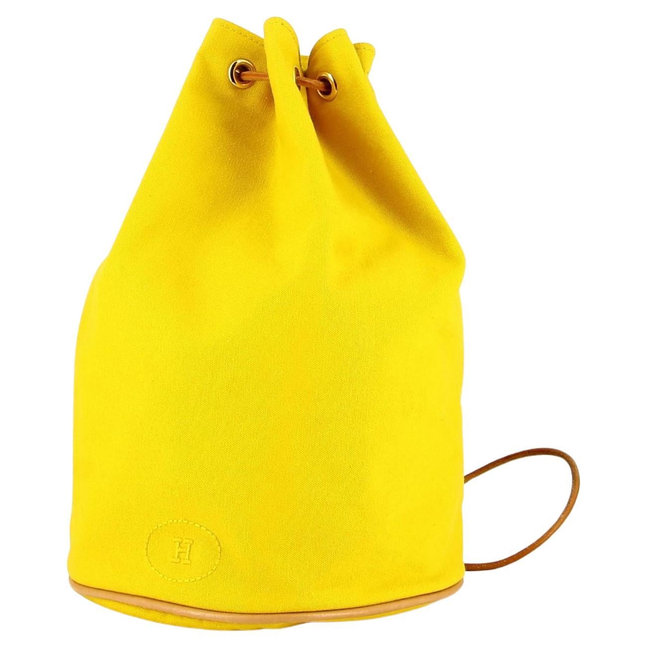 Yellow Hermes Fabric Backpack For Sale at 1stDibs