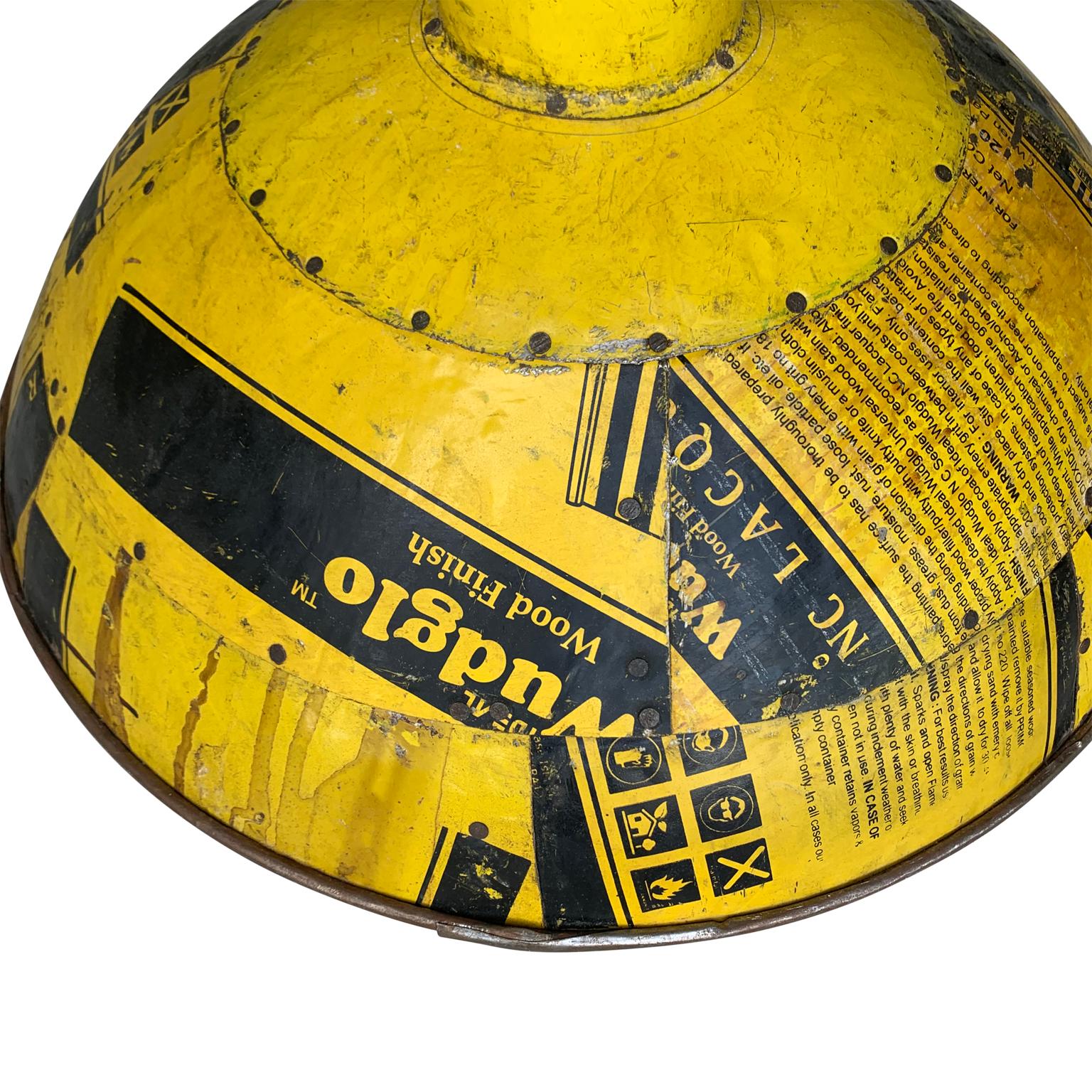 Vintage Yellow Industrial Aluminium Pendant Light In Good Condition For Sale In Haddonfield, NJ