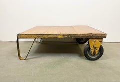 Yellow Industrial Coffee Table Cart, 1960s