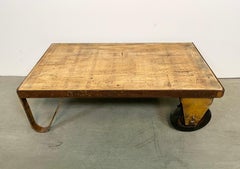 Yellow Industrial Coffee Table Cart, 1960s
