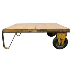 Yellow Industrial Coffee Table Cart, 1960s