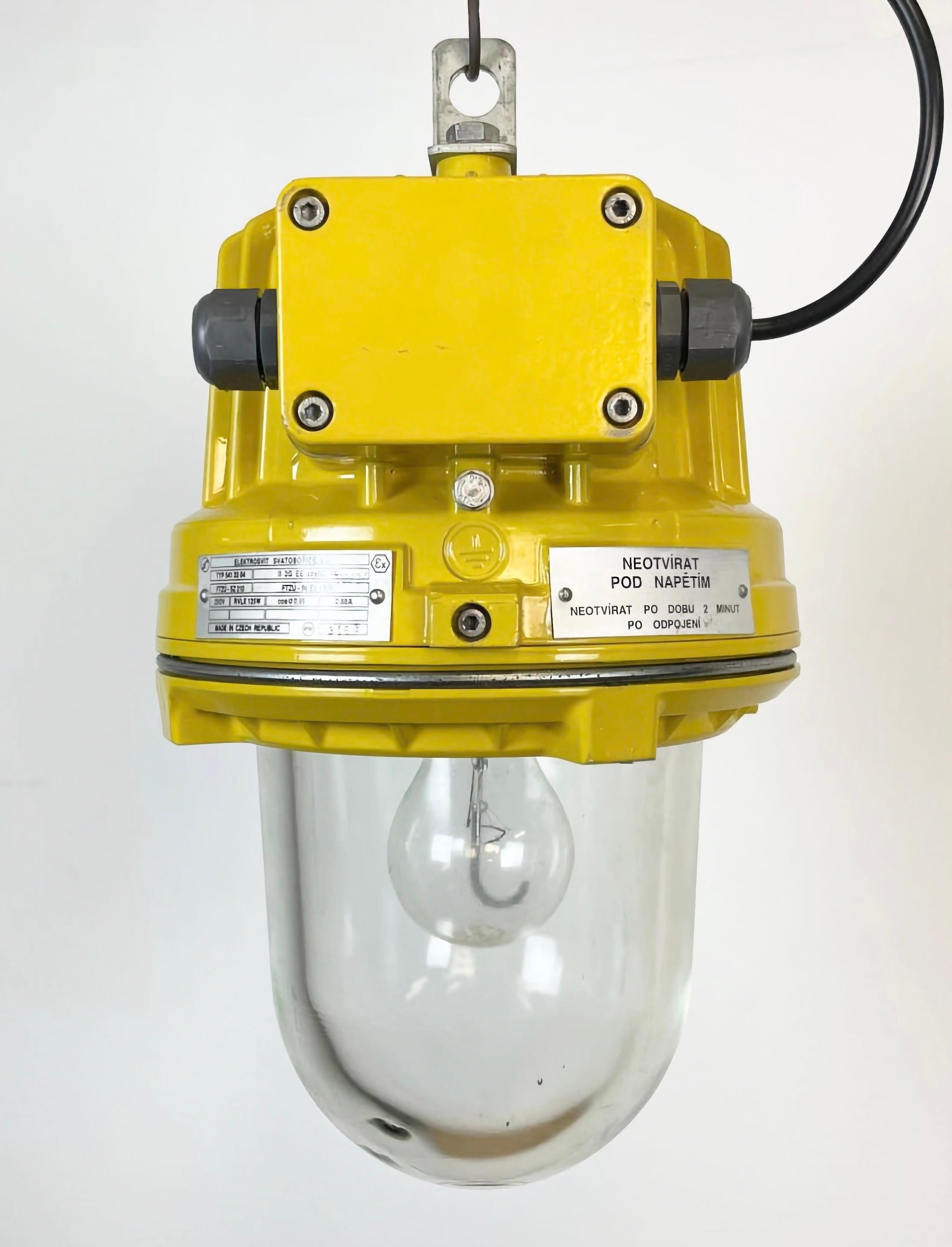 Czech Yellow Industrial Explosion Proof Lamp from Elektrosvit, 1990s For Sale