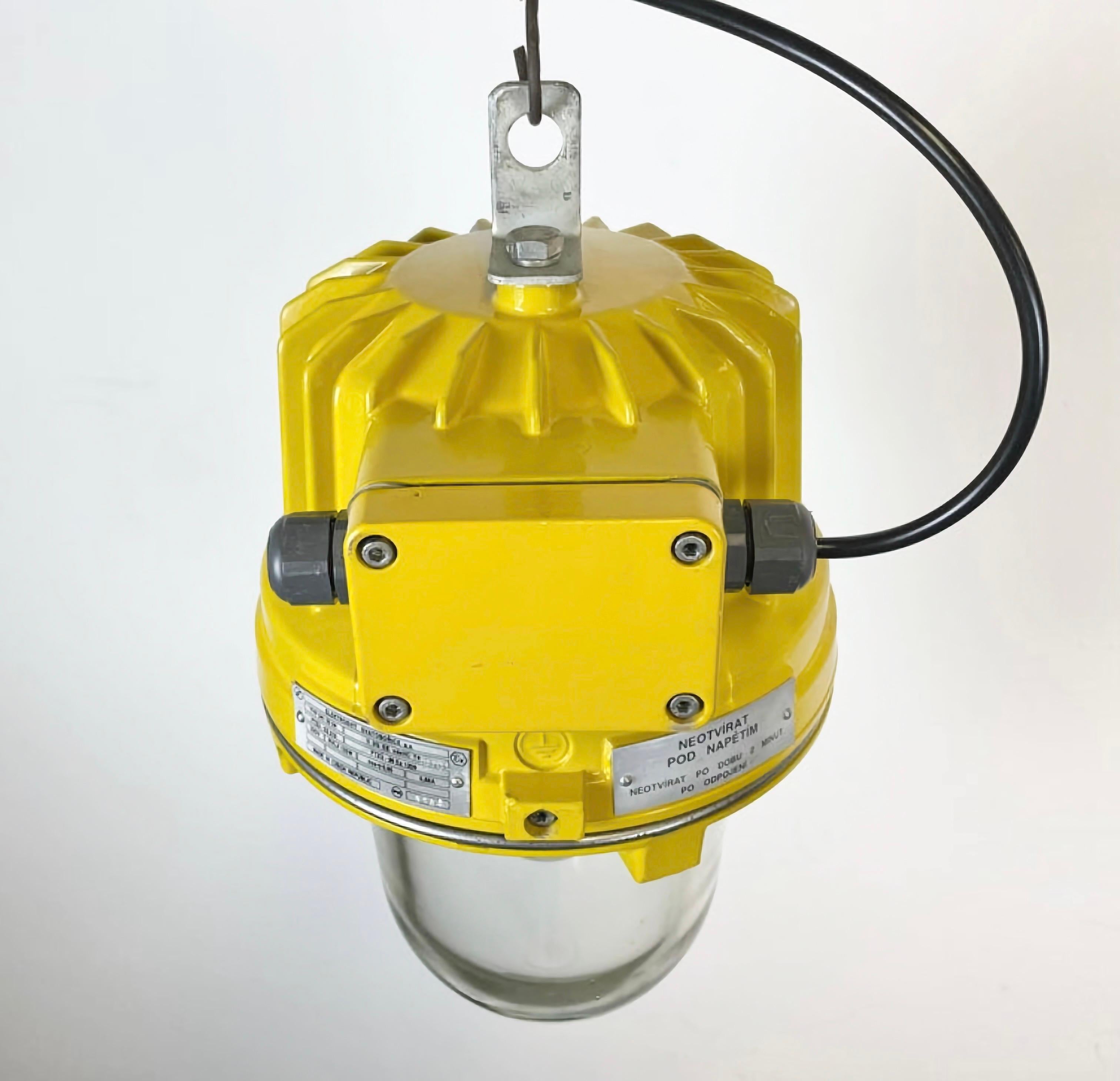 Aluminum Yellow Industrial Explosion Proof Lamp from Elektrosvit, 1990s For Sale