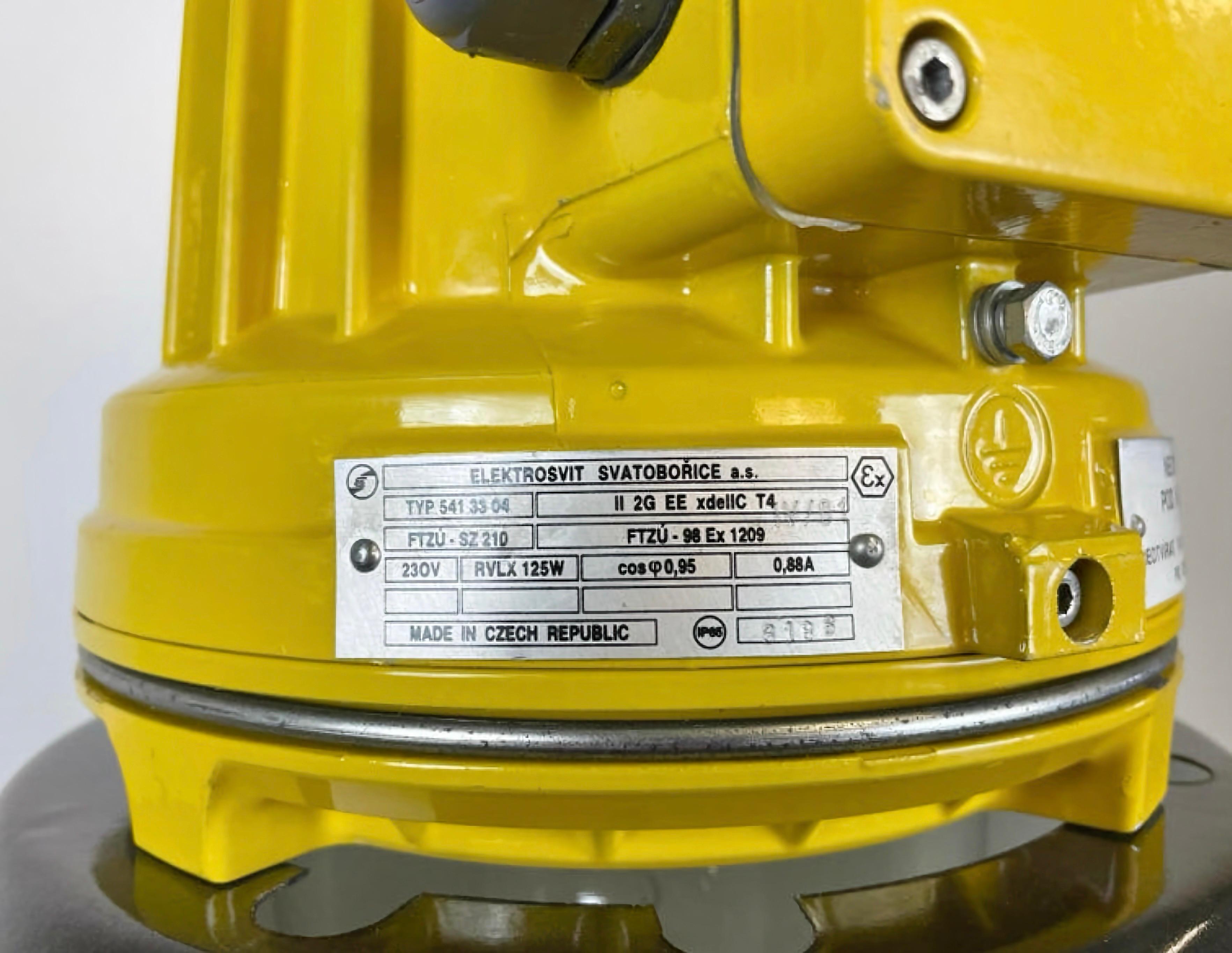 Yellow Industrial Explosion Proof Lamp with Black Enameled Shade, 1990s For Sale 3