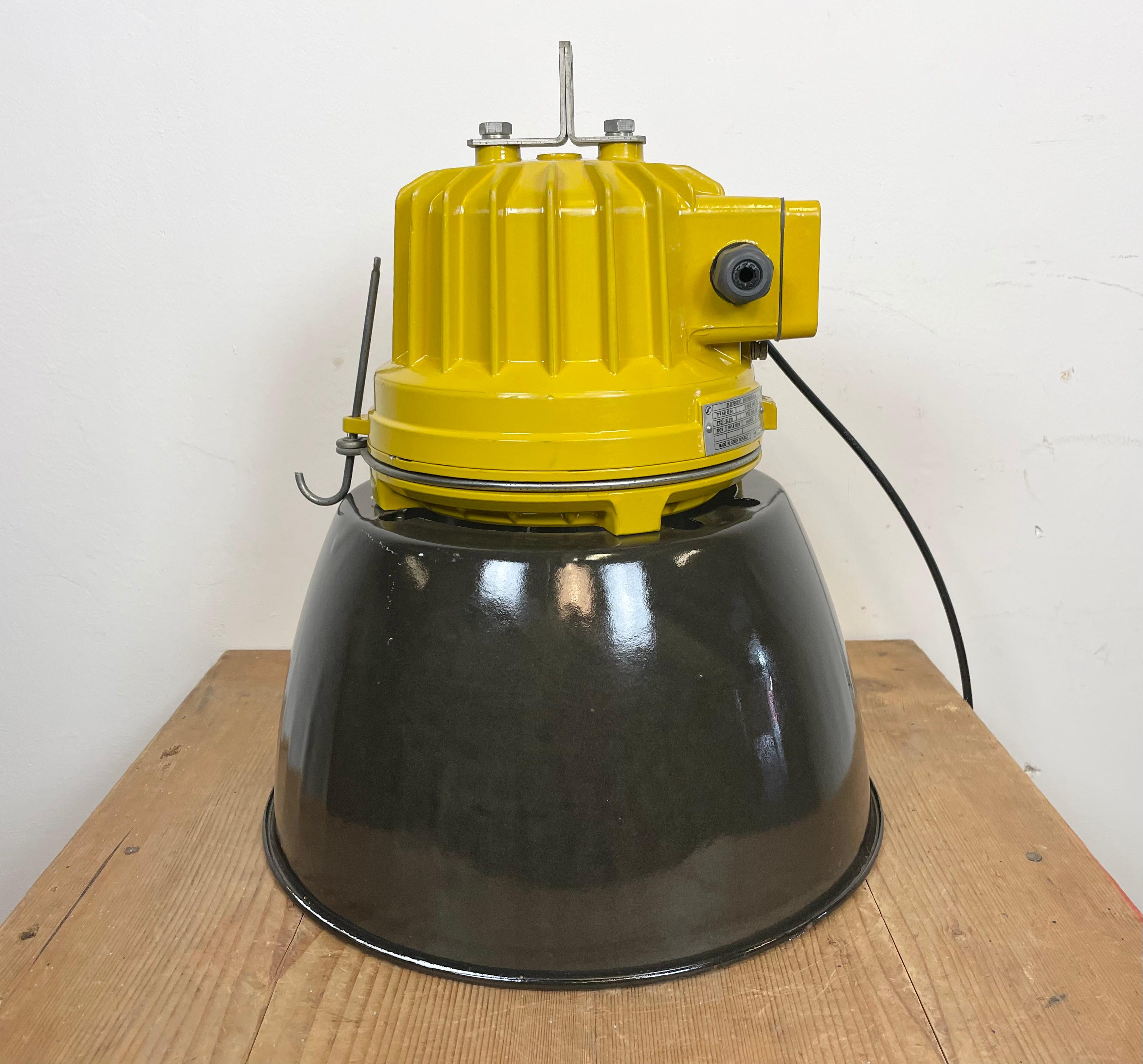 Yellow Industrial Explosion Proof Lamp with Black Enameled Shade, 1990s 6