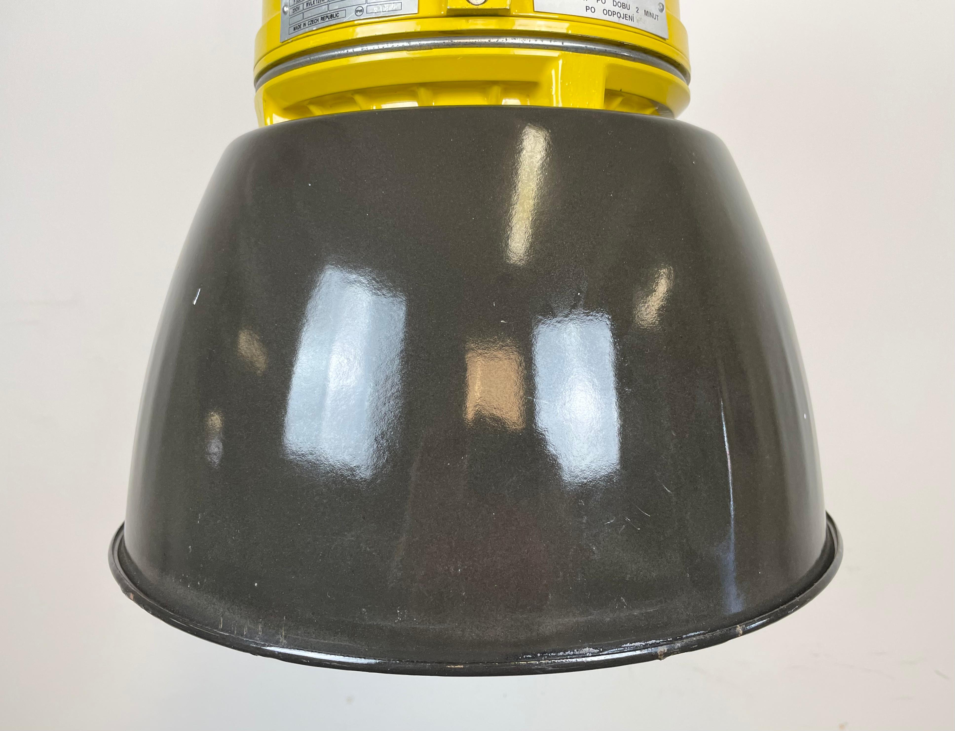 Yellow Industrial Explosion Proof Lamp with Black Enameled Shade, 1990s 7