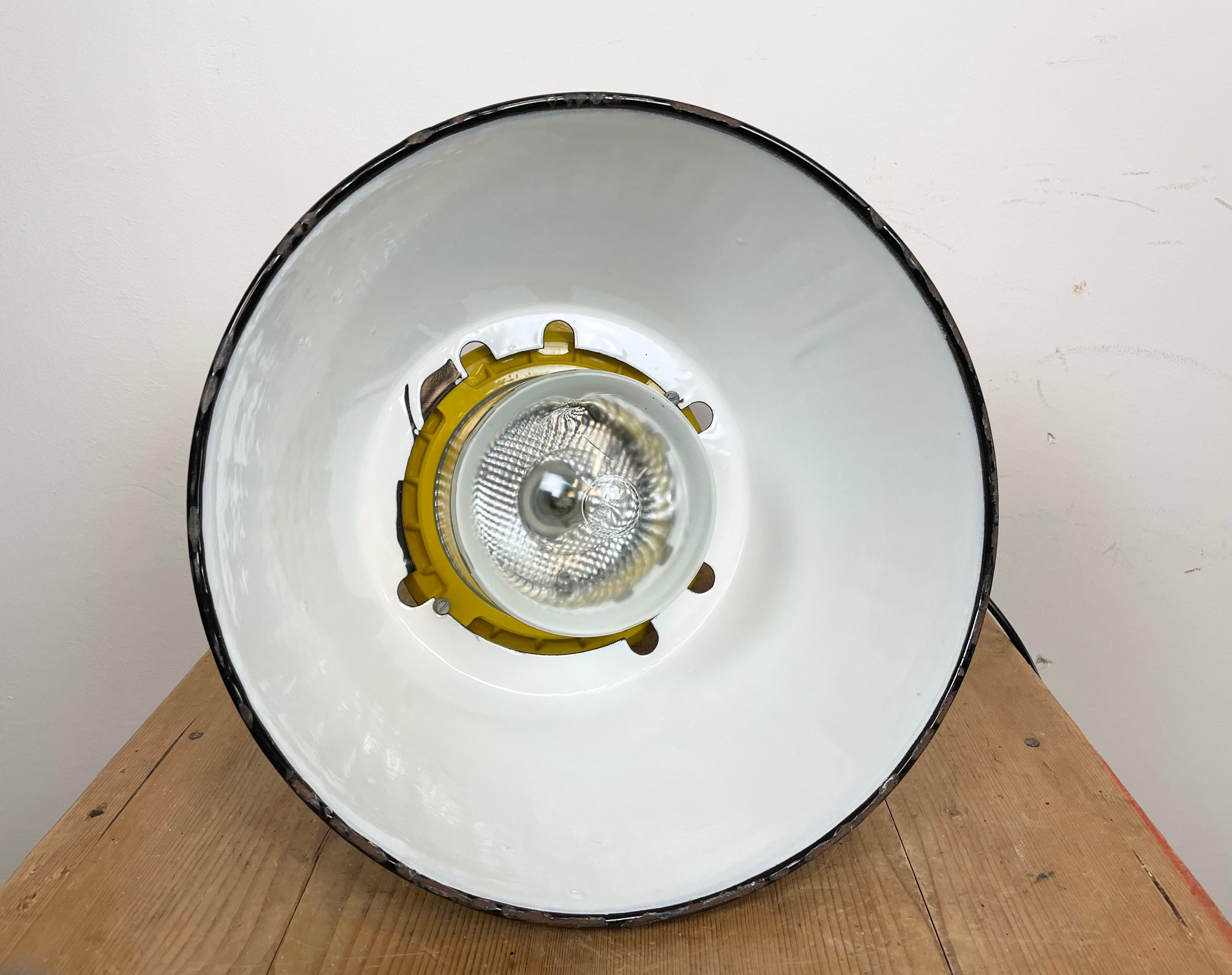 Yellow Industrial Explosion Proof Lamp with Black Enameled Shade, 1990s 10