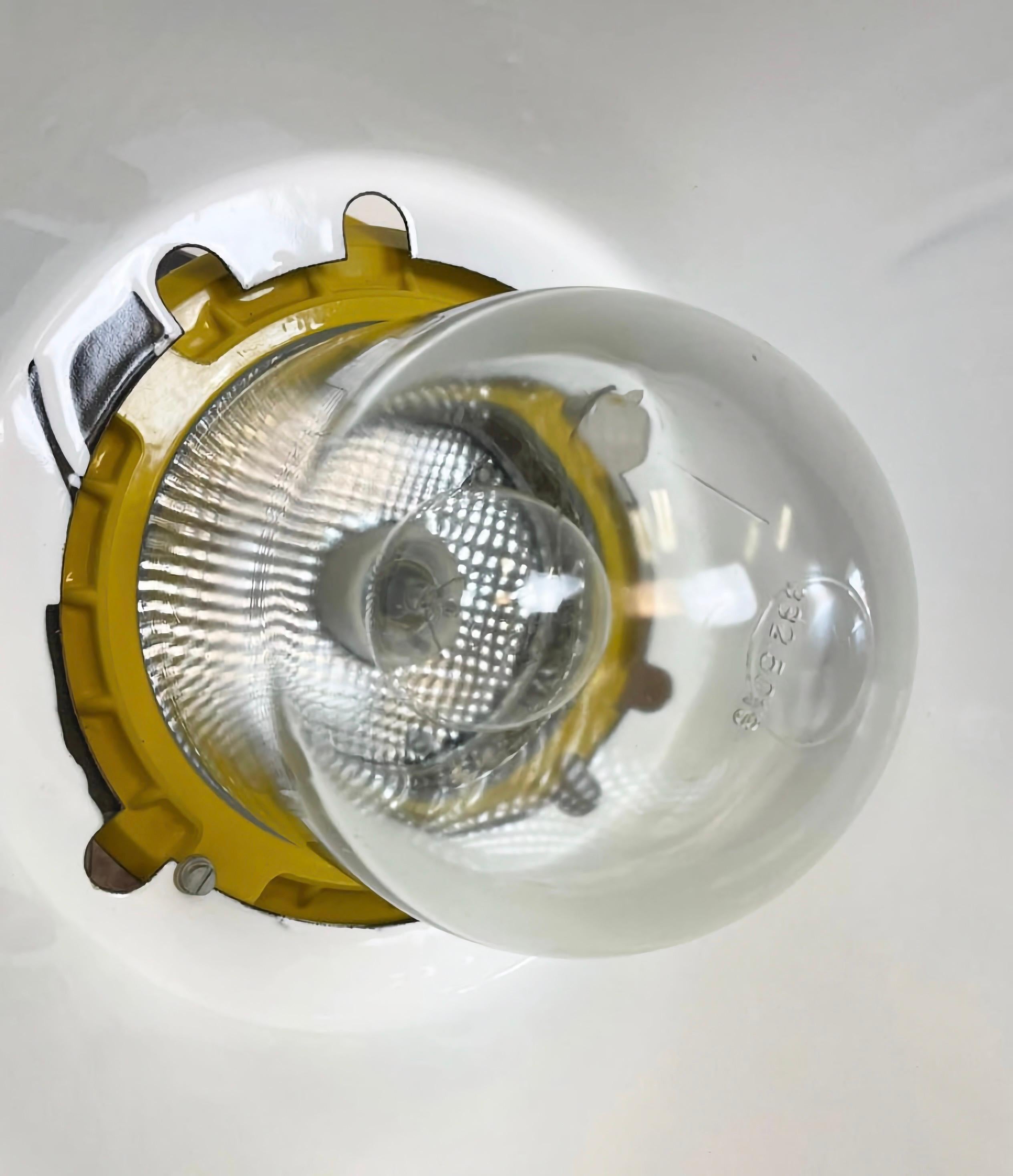 Yellow Industrial Explosion Proof Lamp with Black Enameled Shade, 1990s For Sale 11
