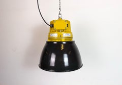 Yellow Industrial Explosion Proof Lamp with Black Enameled Shade, 1990s