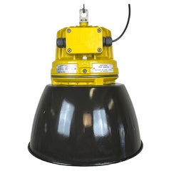 Yellow Industrial Explosion Proof Lamp with Black Enameled Shade, 1990s
