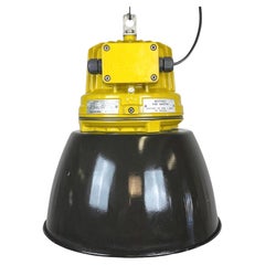 Yellow Industrial Explosion Proof Lamp with Black Enameled Shade, 1990s