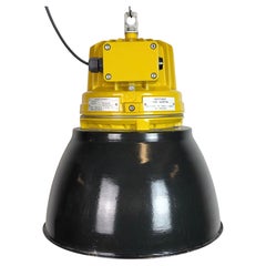 Yellow Industrial Explosion Proof Lamp with Black Enameled Shade, 1990s