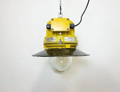 Yellow Industrial Explosion Proof Lamp with Grey Enameled Shade, 1990s