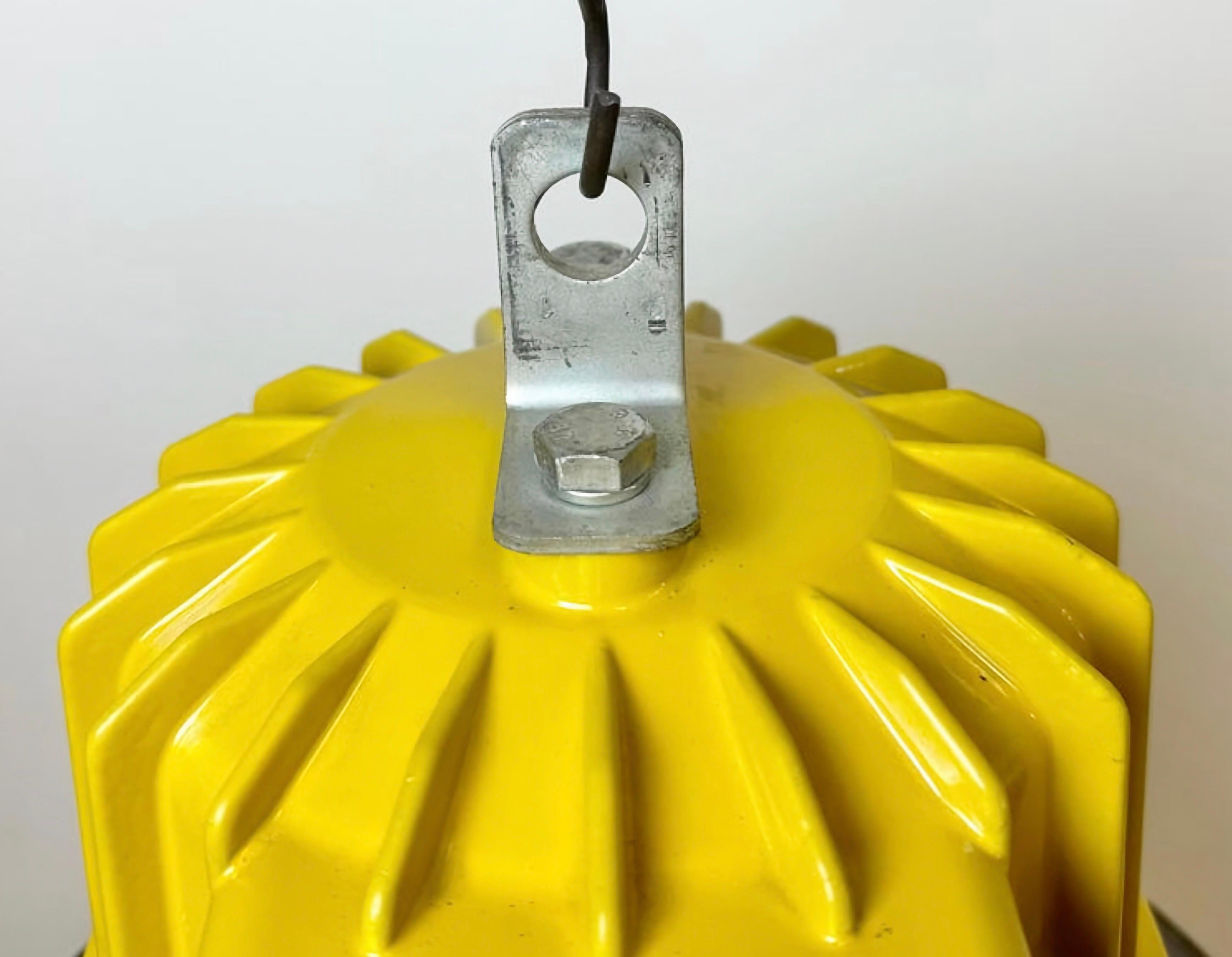 Yellow Industrial Explosion Proof Lamp with Grey Enameled Shade, 1990s For Sale 2
