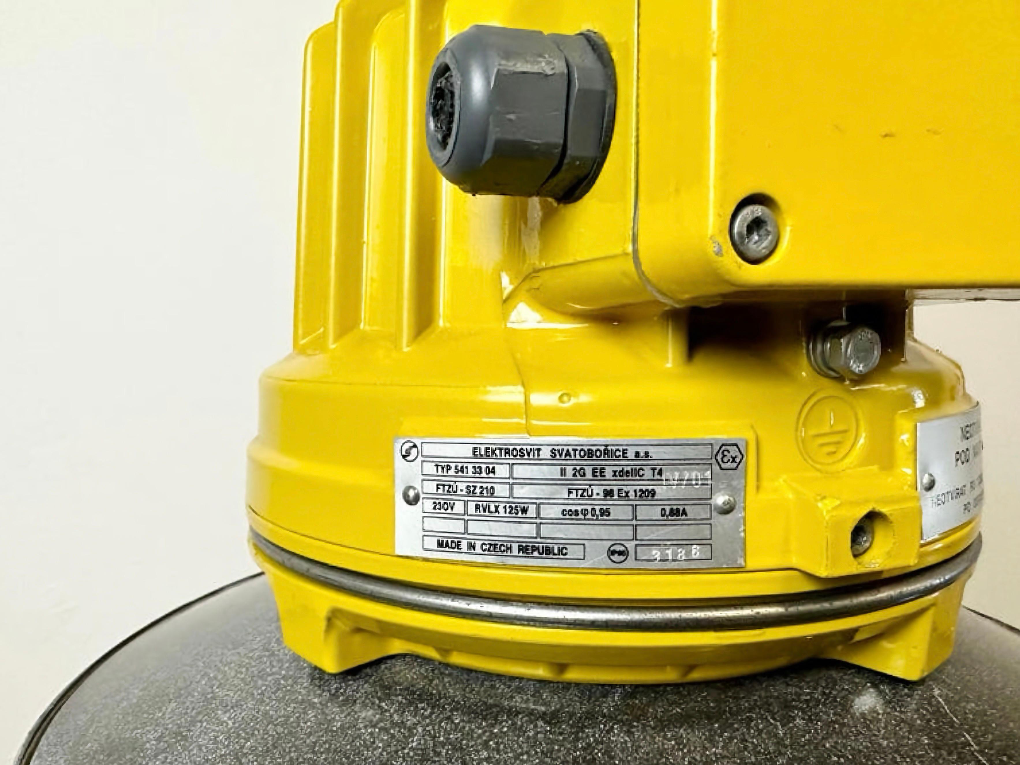 Yellow Industrial Explosion Proof Lamp with Grey Enameled Shade, 1990s For Sale 3