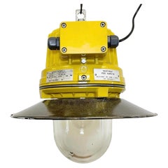Yellow Industrial Explosion Proof Lamp with Grey Enameled Shade, 1990s