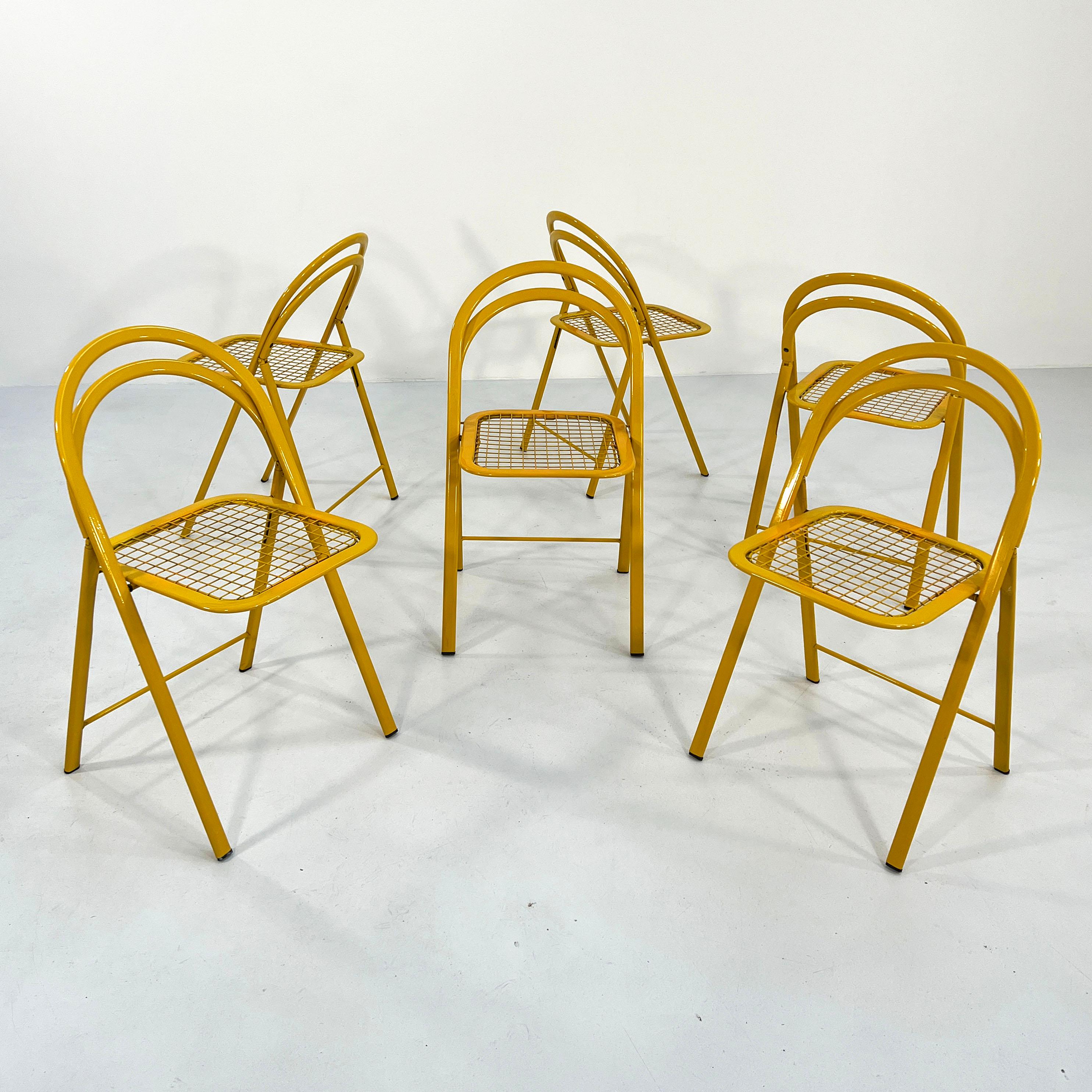 Yellow Italian Folding Chair in Metal, 1970s at 1stDibs