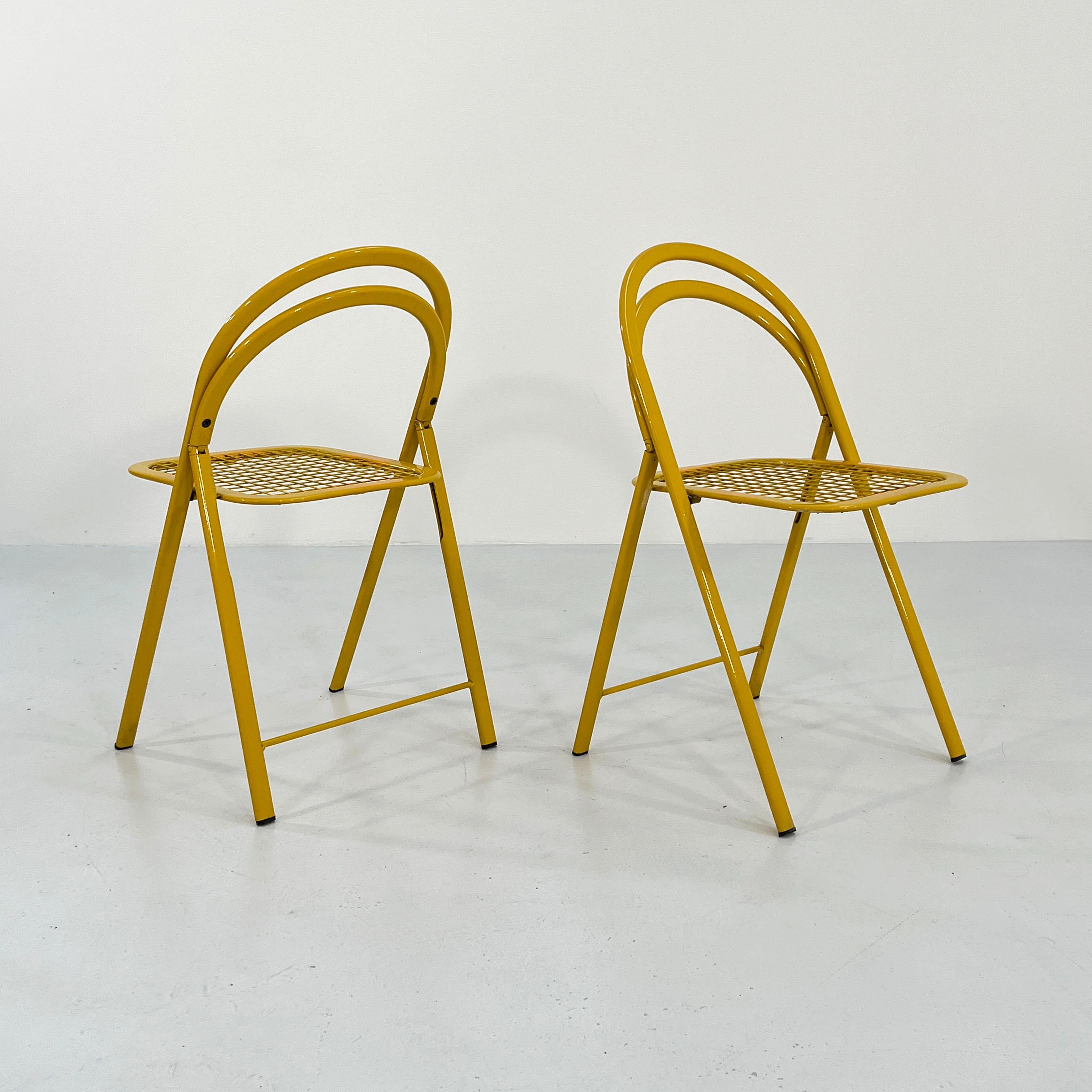 Yellow Italian Folding Chair in Metal, 1970s at 1stDibs