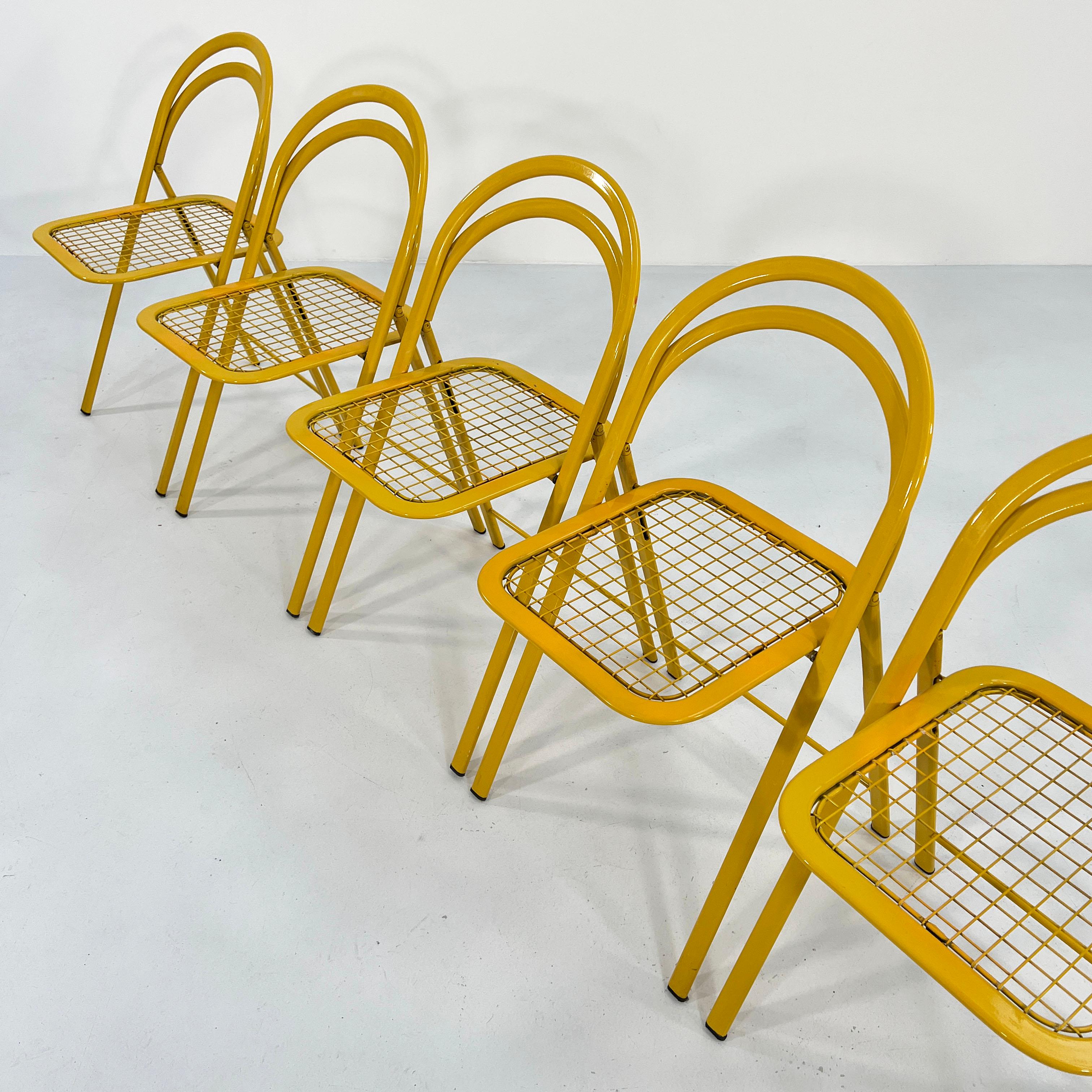 Yellow Italian Folding Chair in Metal, 1970s at 1stDibs