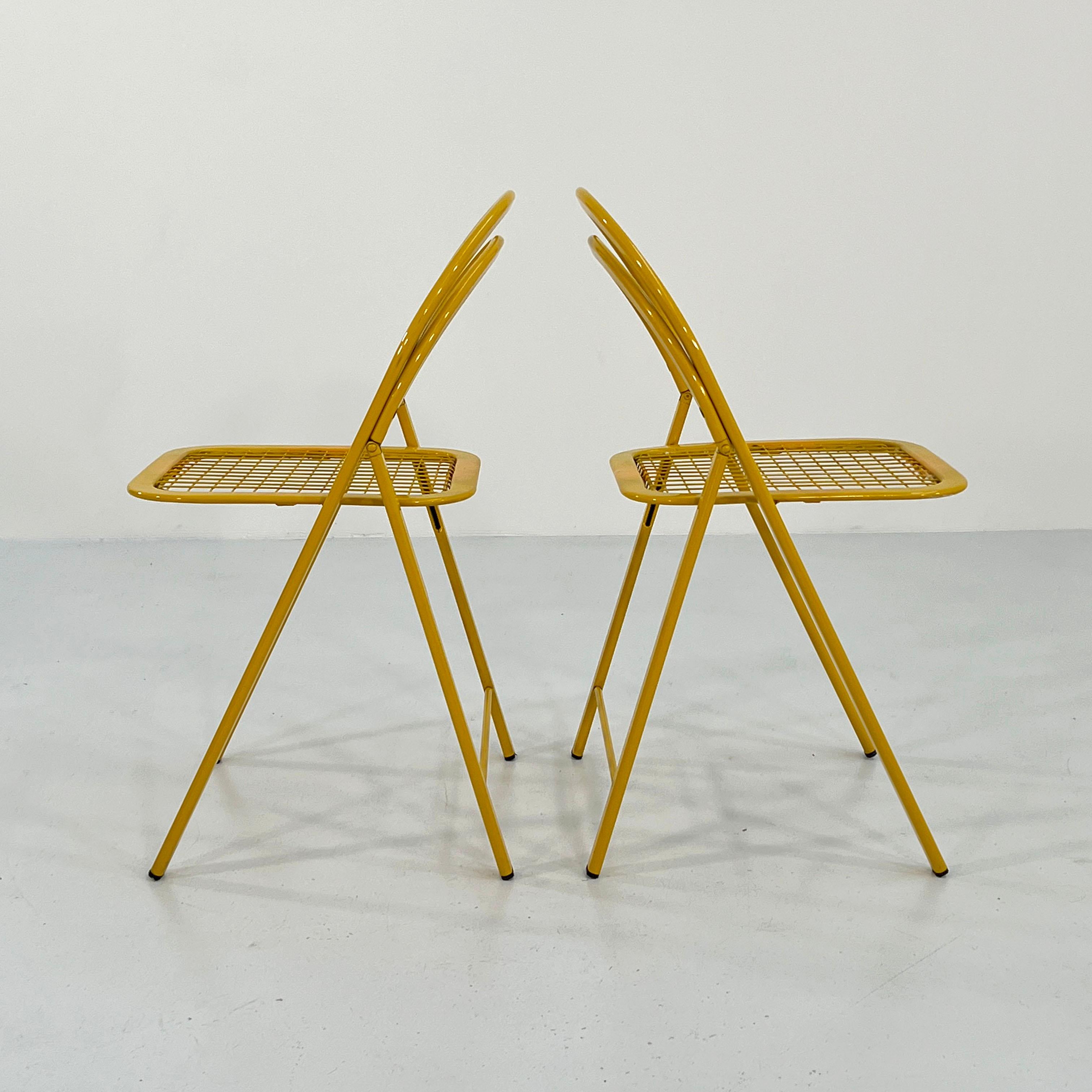 Yellow Italian Folding Chair in Metal, 1970s at 1stDibs