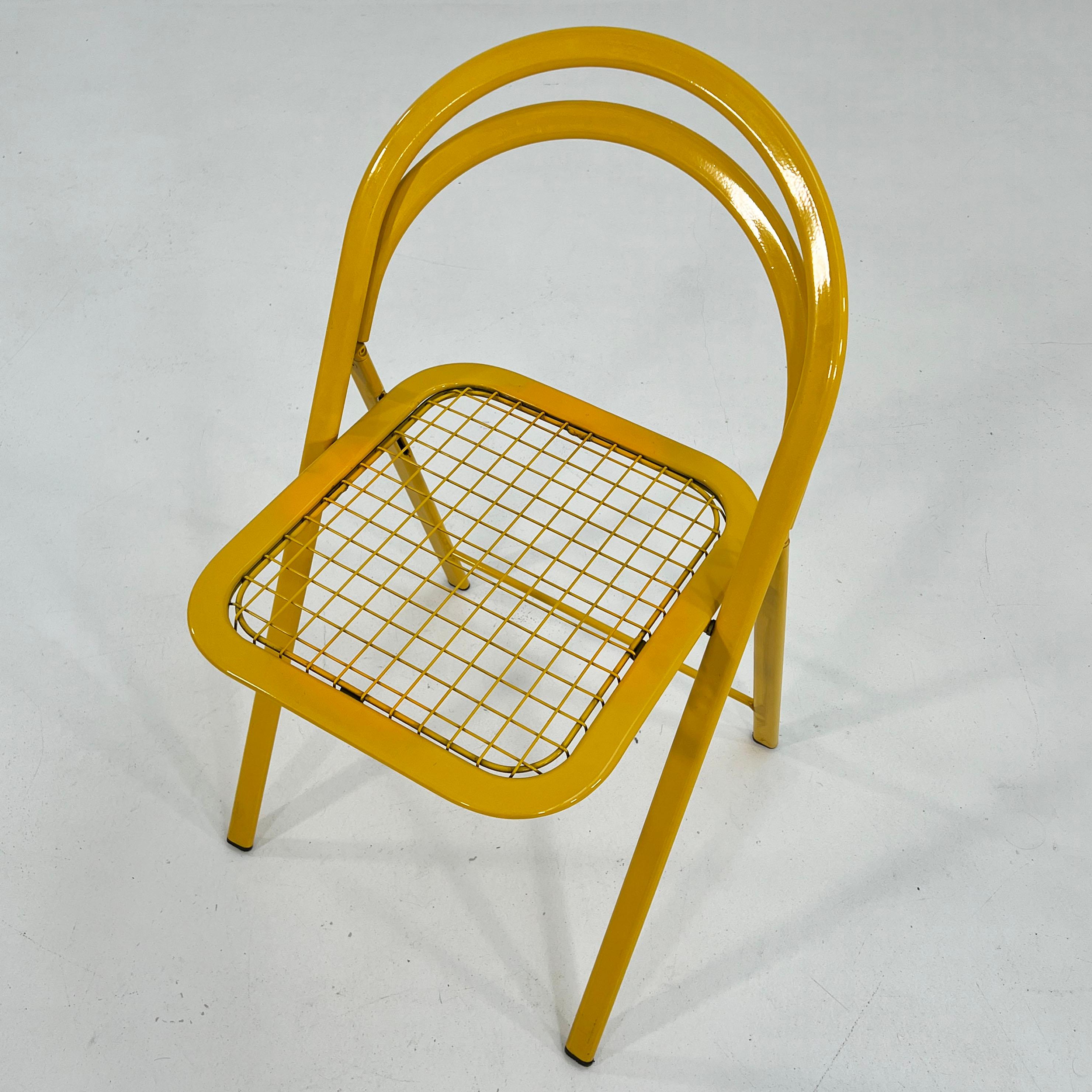 Yellow Italian Folding Chair in Metal, 1970s at 1stDibs