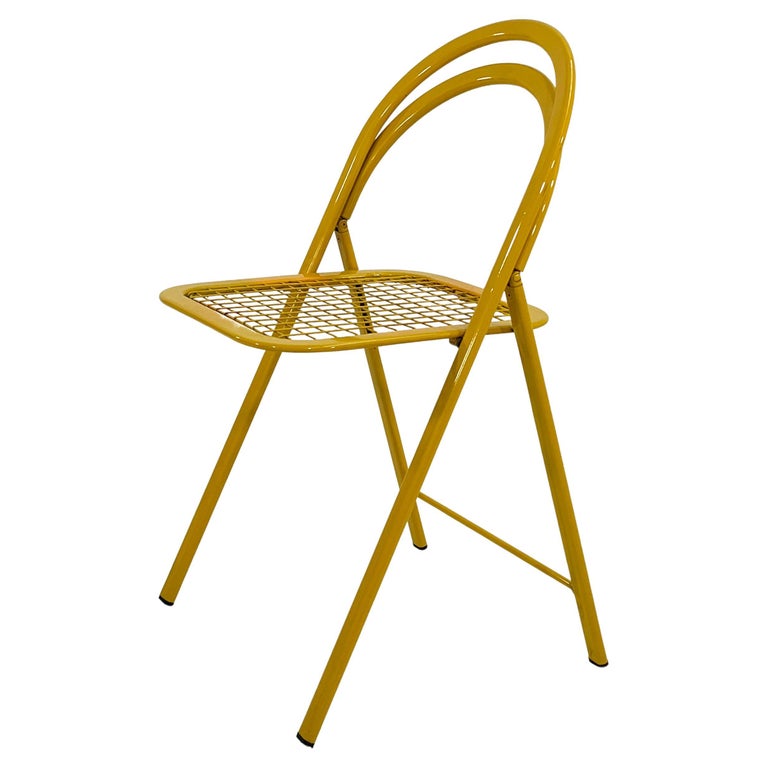 Yellow Italian Folding Chair in Metal, 1970s at 1stDibs