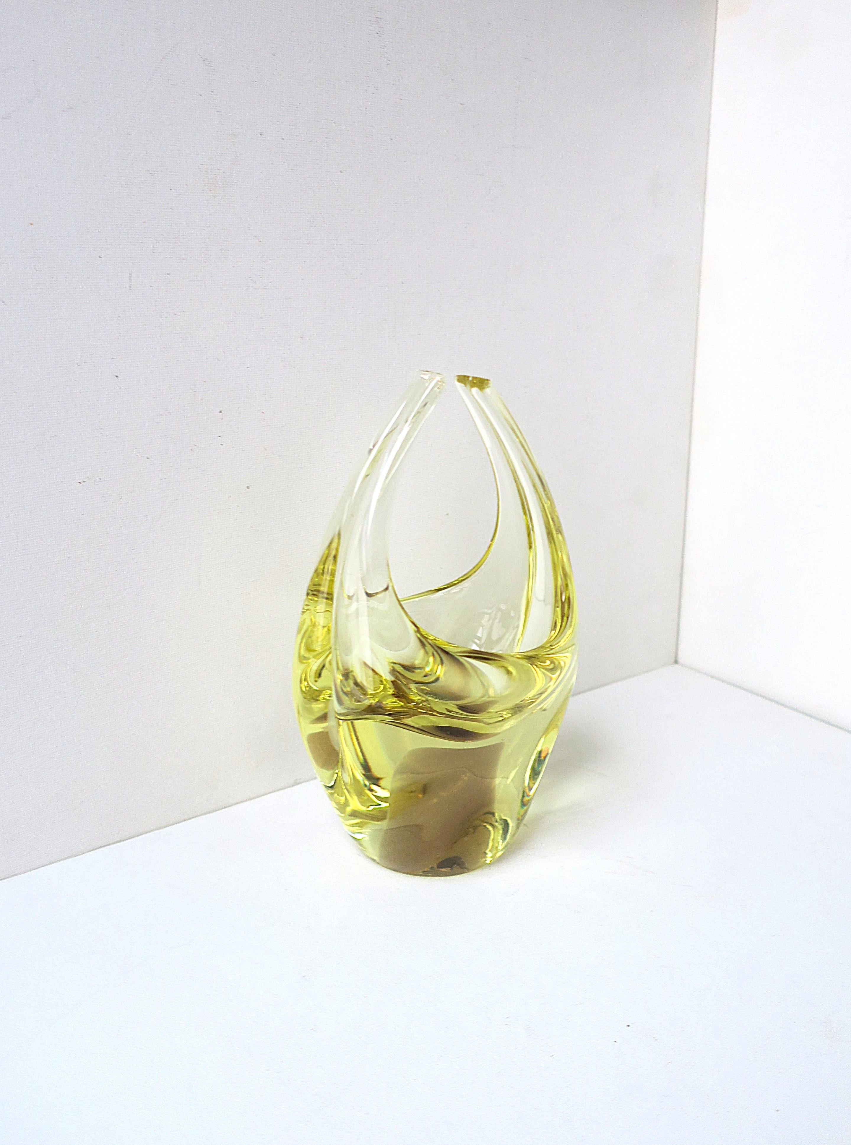 Verre de Murano Bol italien de Murano jaune en vente