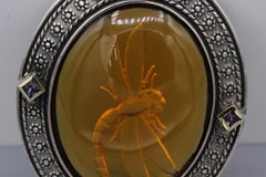 Yellow Italian Murano Glass Pendant Glass Cameo of Greek Dragonfly