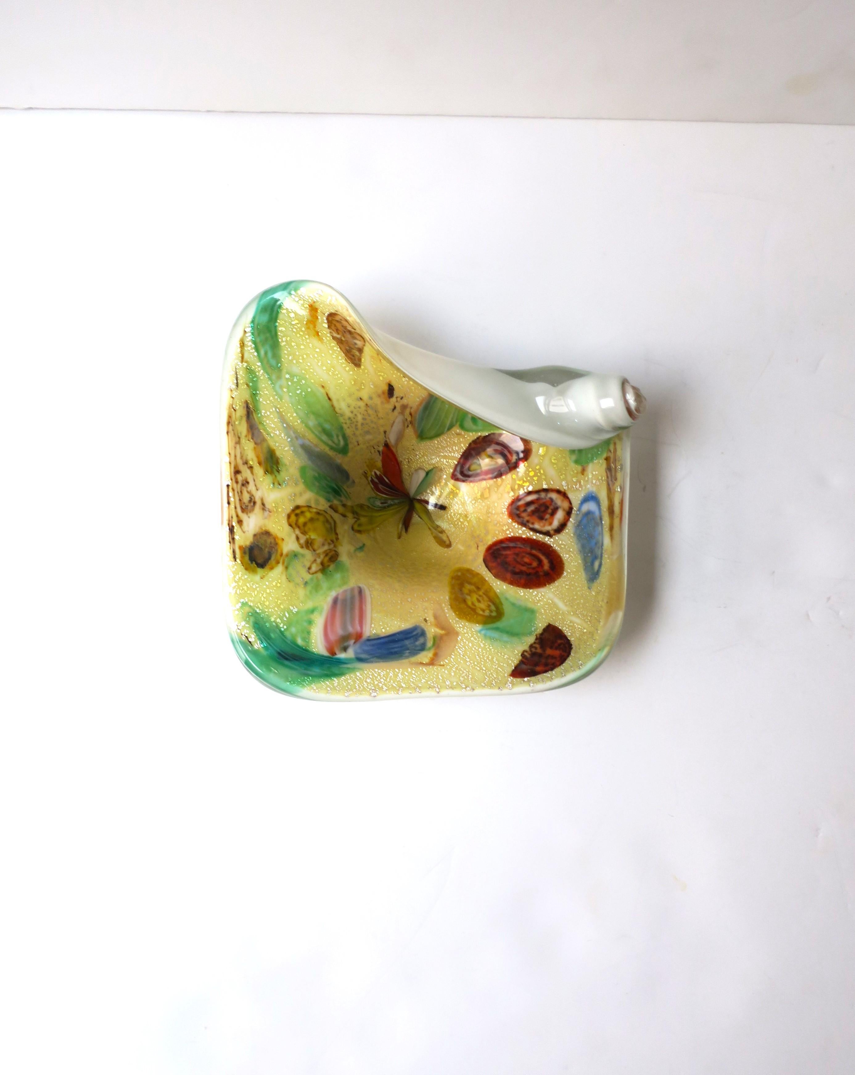 Mid-Century Modern Yellow Italian Murano Millefiori Art Glass Bowl  For Sale