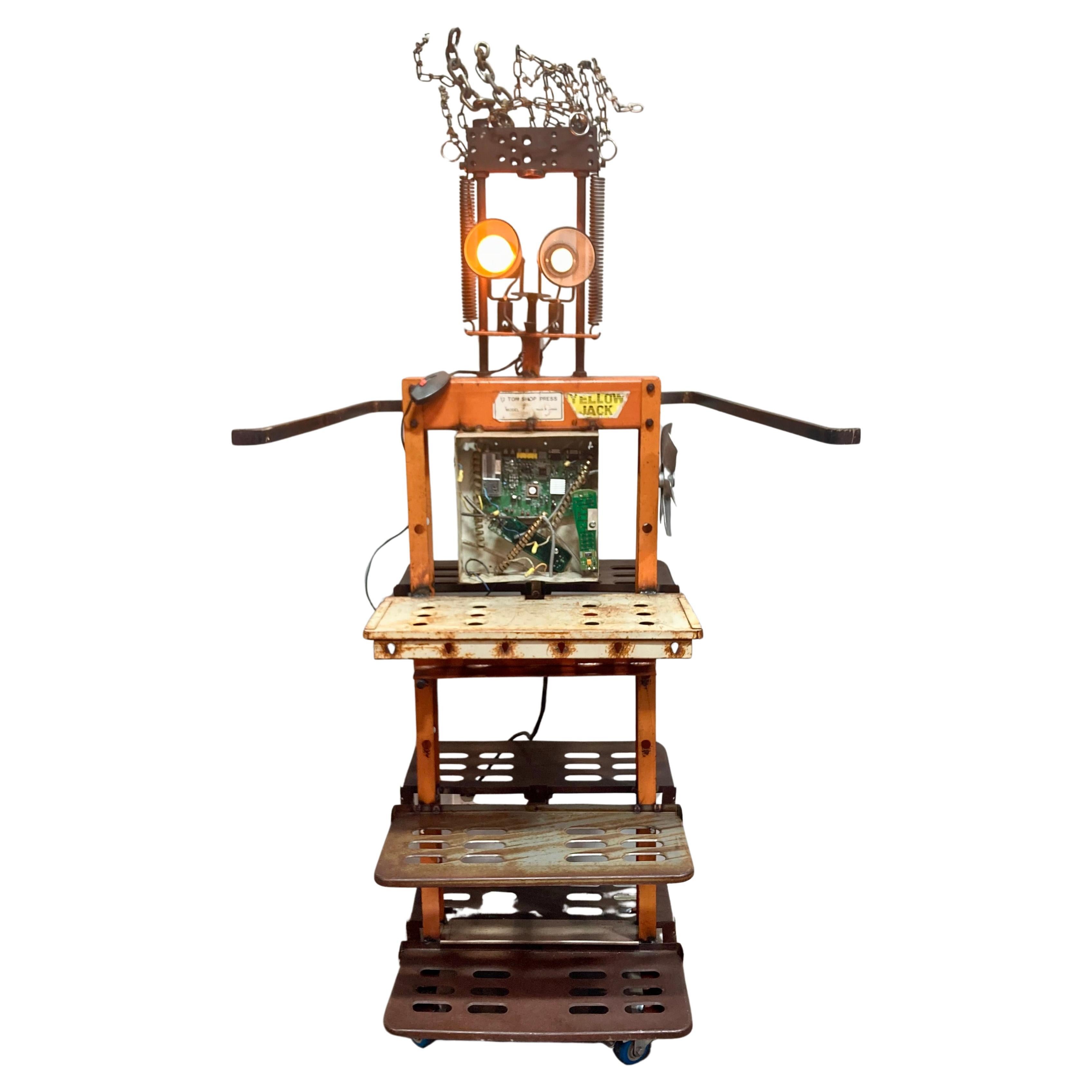 Yellow Jack Robot - Reclaimed Vintage Industrial Sculpture and Display Unit en venta