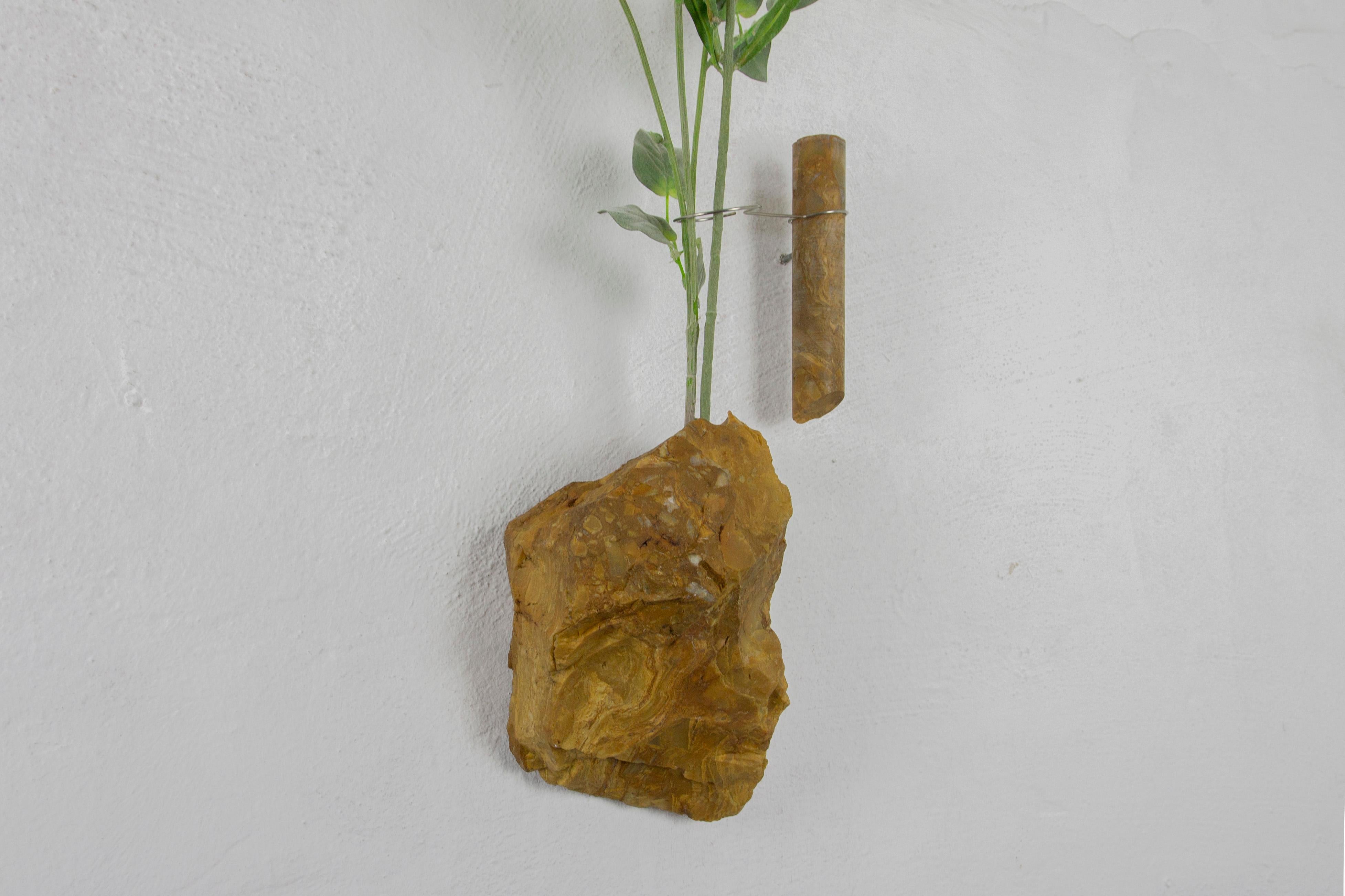 Yellow Jasper Flower Wall Vessel by Studio DO In New Condition For Sale In Geneve, CH