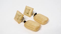 Yellow Jewel-Tone Beaded Costume Clip-On Dangle Earrings