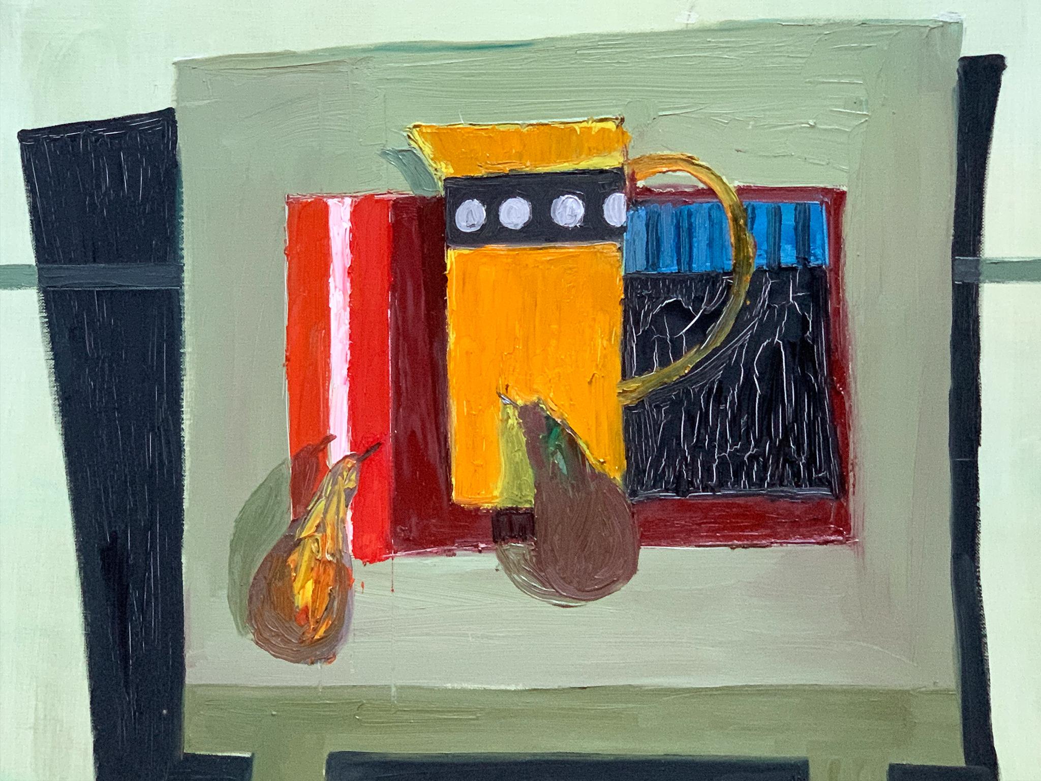 „Gelber Krug und Birnen“, Stilllebengemälde von David McLeod Martin (Ende des 20. Jahrhunderts) im Angebot