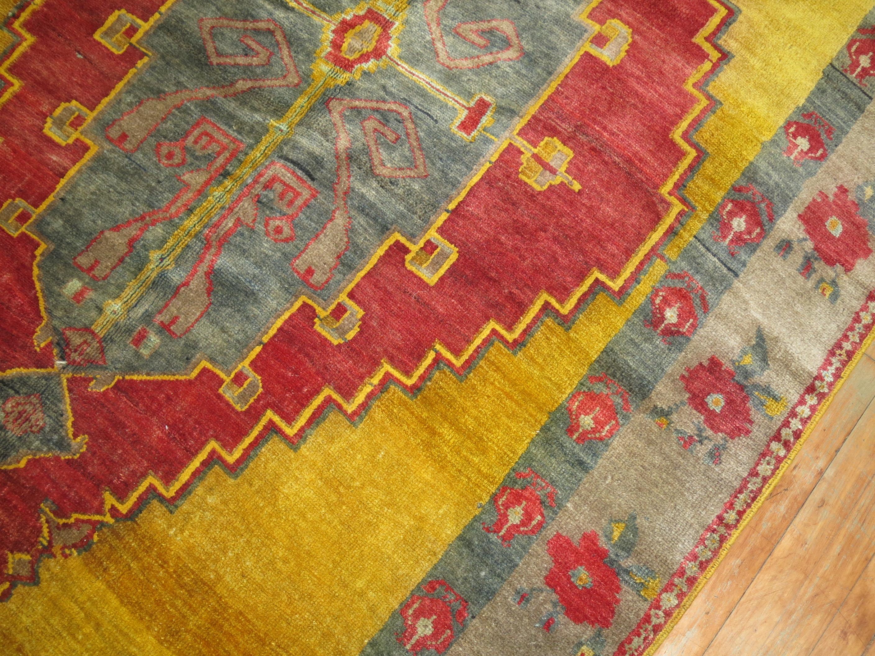 Zabihi Collection Yellow Turkish Gallery Rug For Sale 5