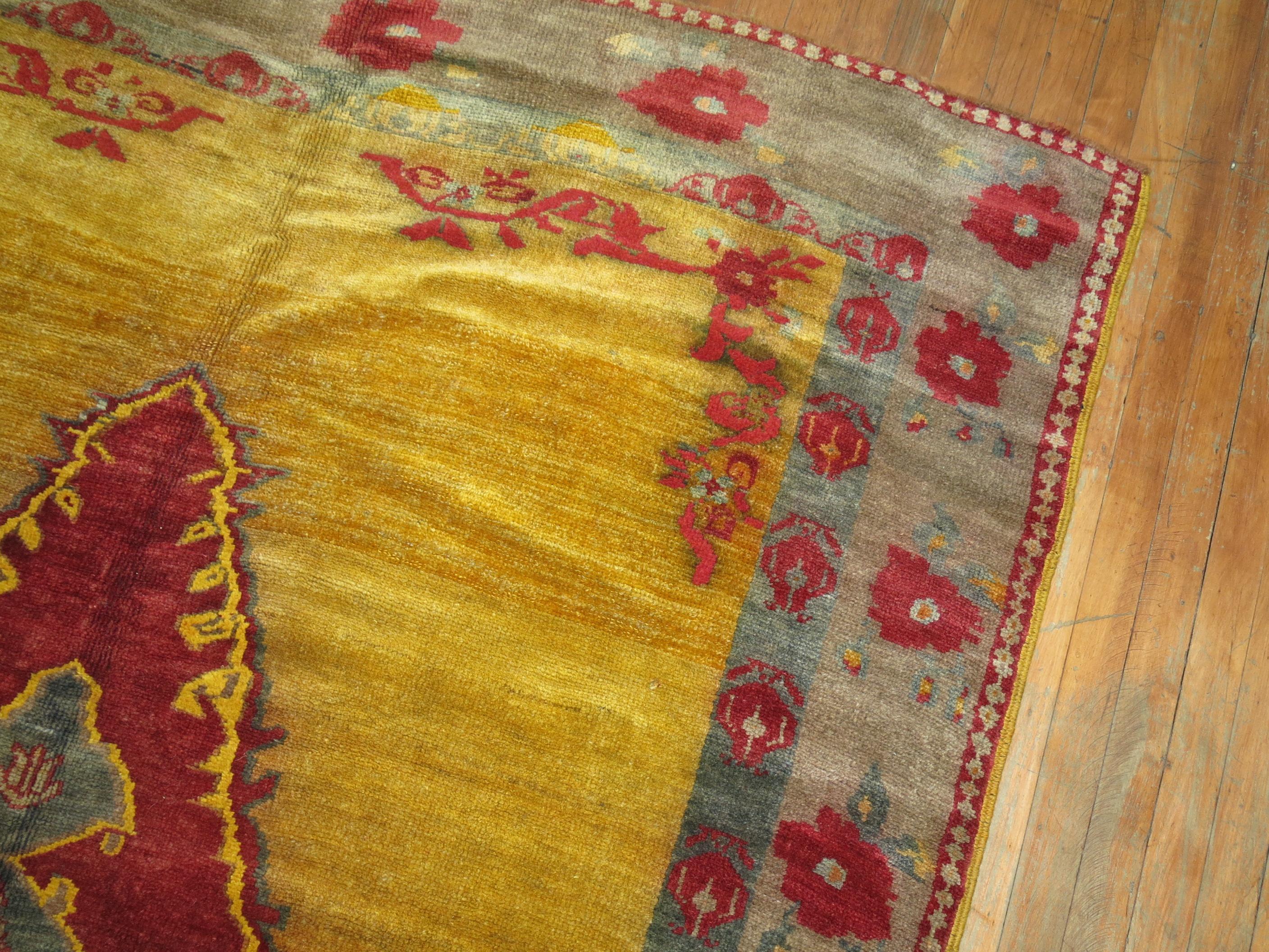 Zabihi Collection Yellow Turkish Gallery Rug For Sale 6