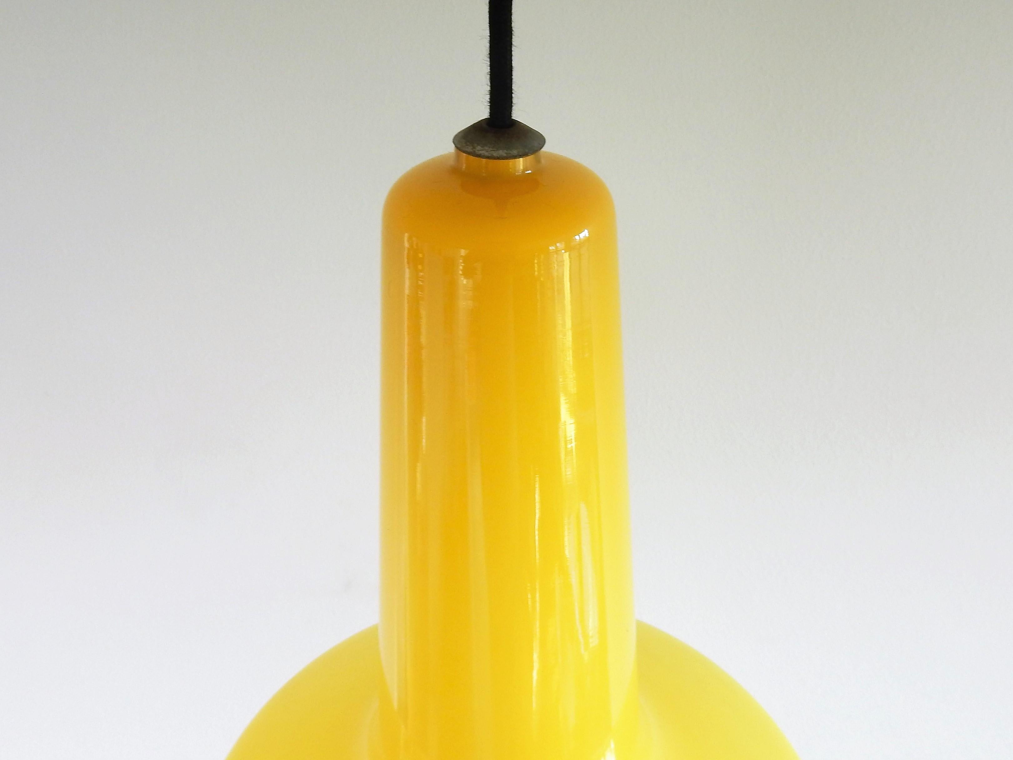 Danish Yellow 'Kreta' pendant lamp by Jacob Eiler Bang for Fog & Mørup, Denmark, 1960s