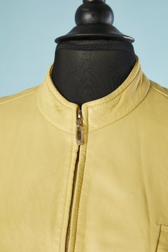 Yellow leather jacket with zip middle front ESCADA