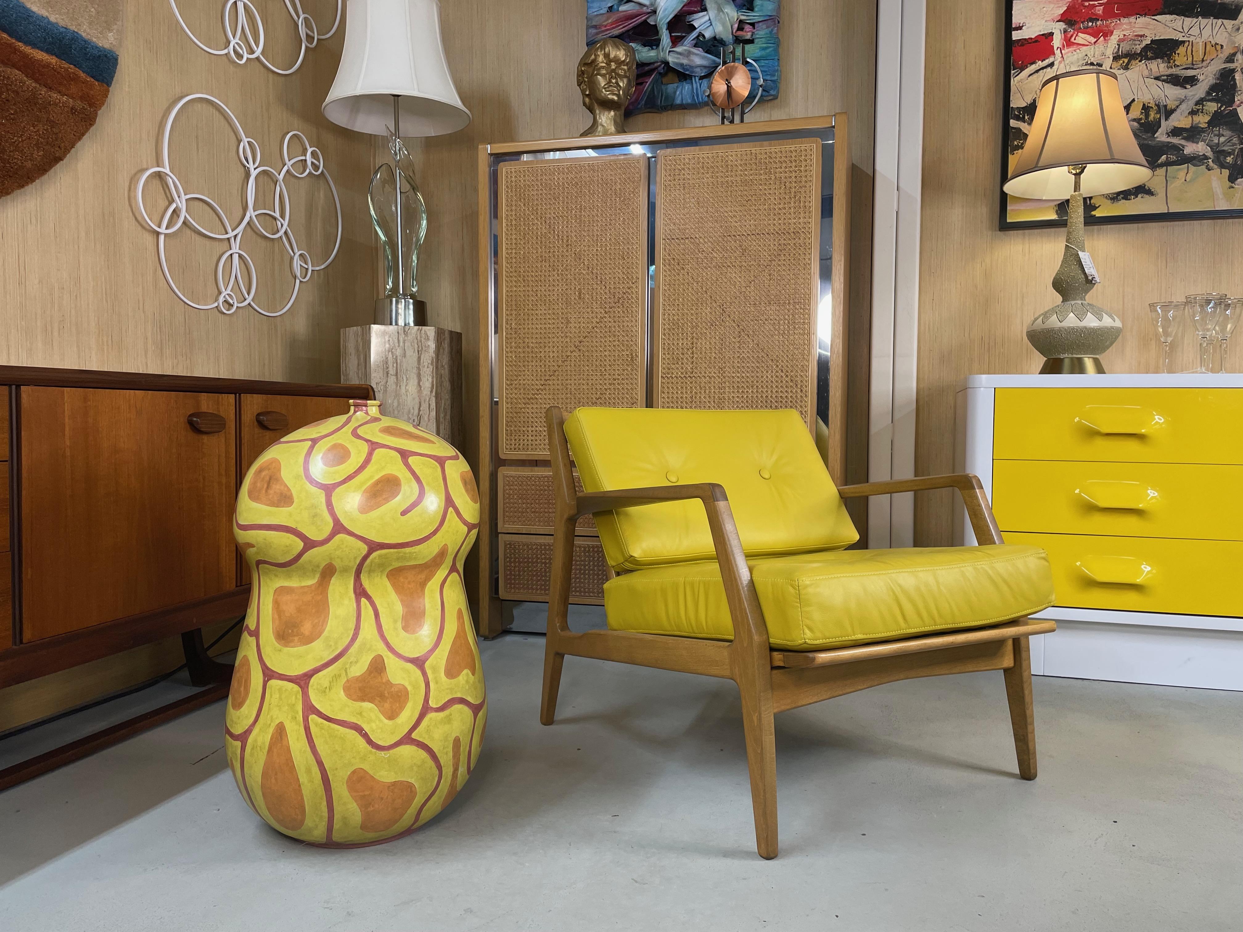 Gelbes Leder Lawrence Peabody für Selig Dänische moderne dänische Loungesessel aus Leder im Angebot 10