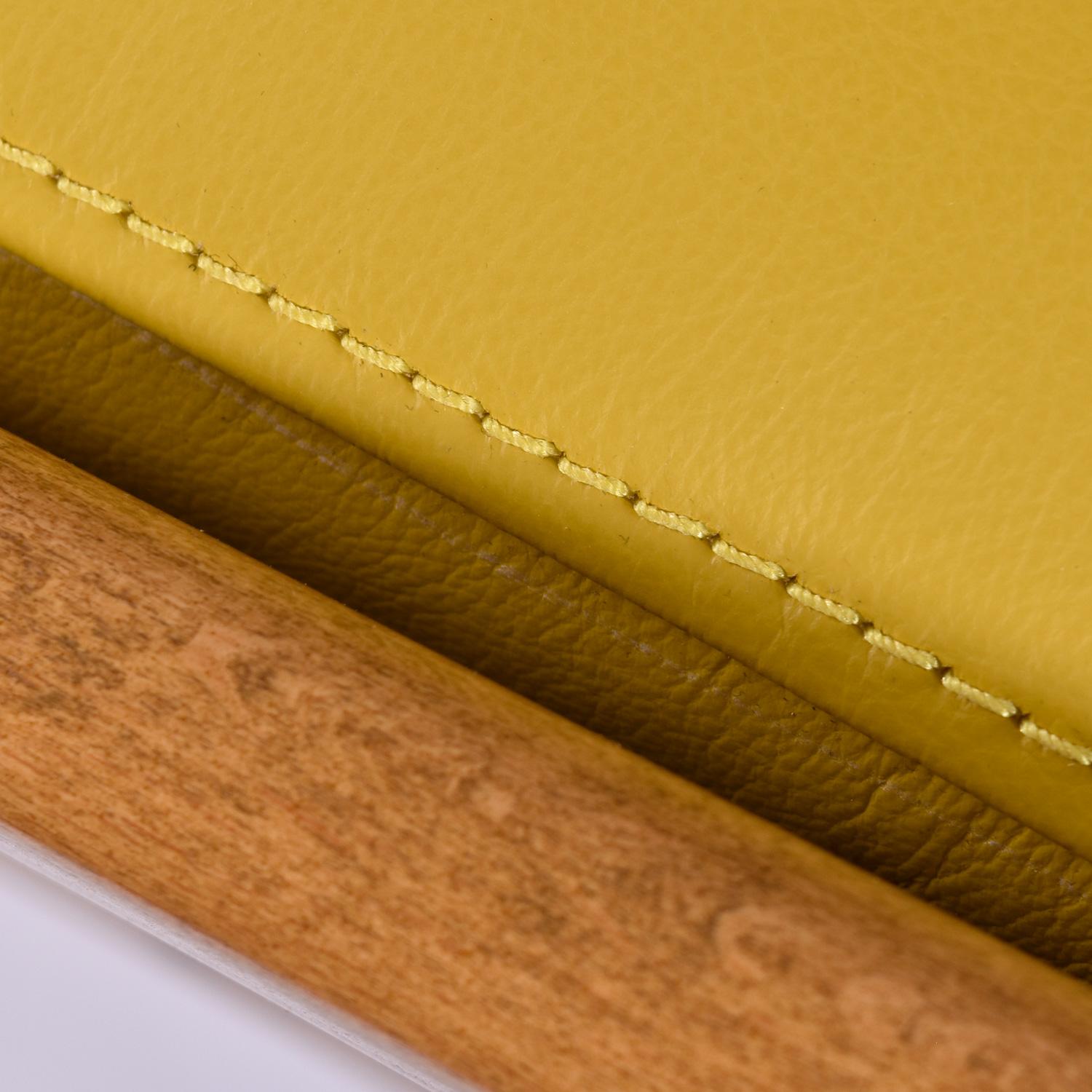 Yellow Leather Lawrence Peabody for Selig Danish Modern Danish Lounge Chairs For Sale 3