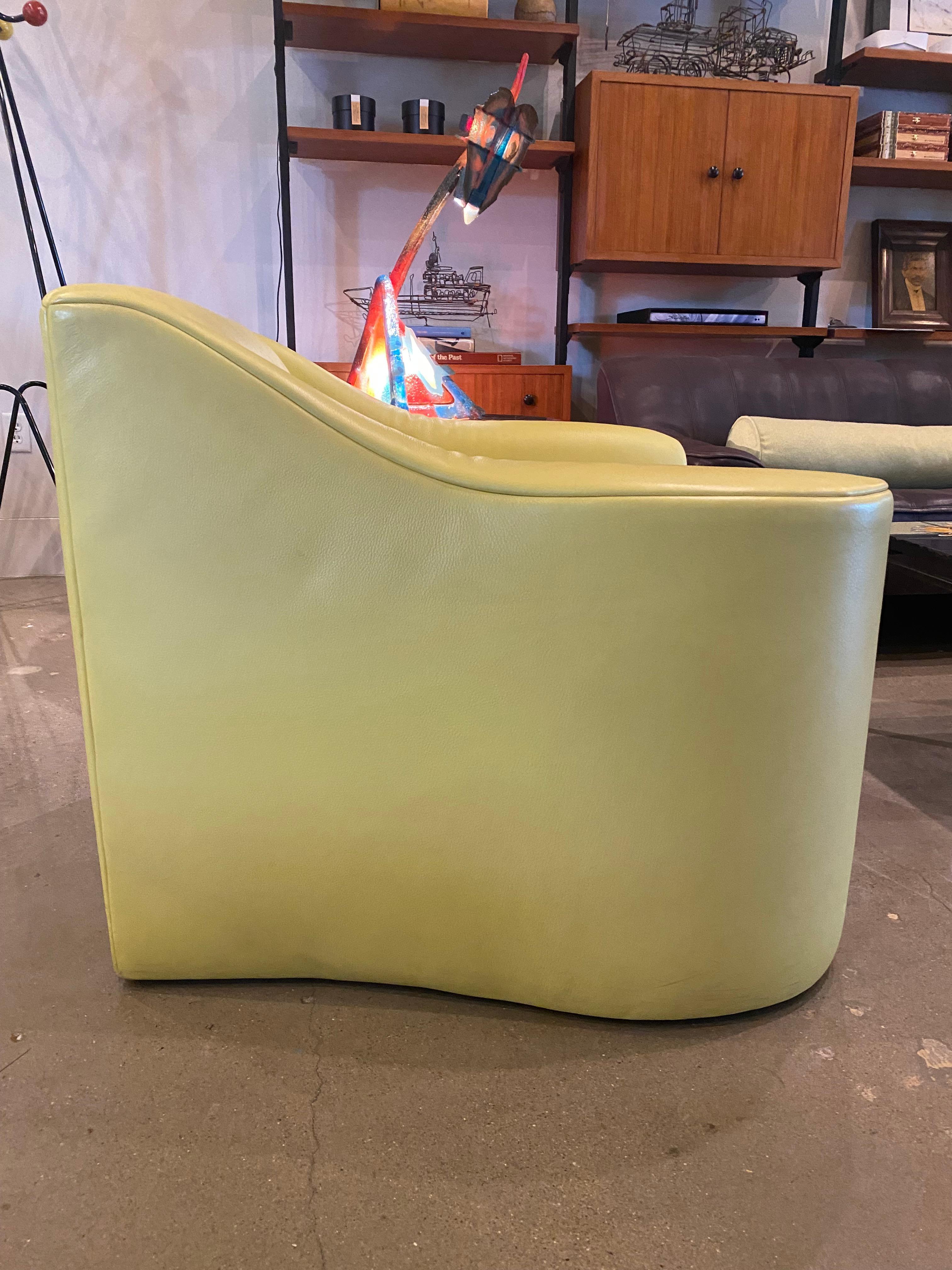 Italian Yellow Leather Lounge Chair, Matteo Grassi, Italy, 1980's