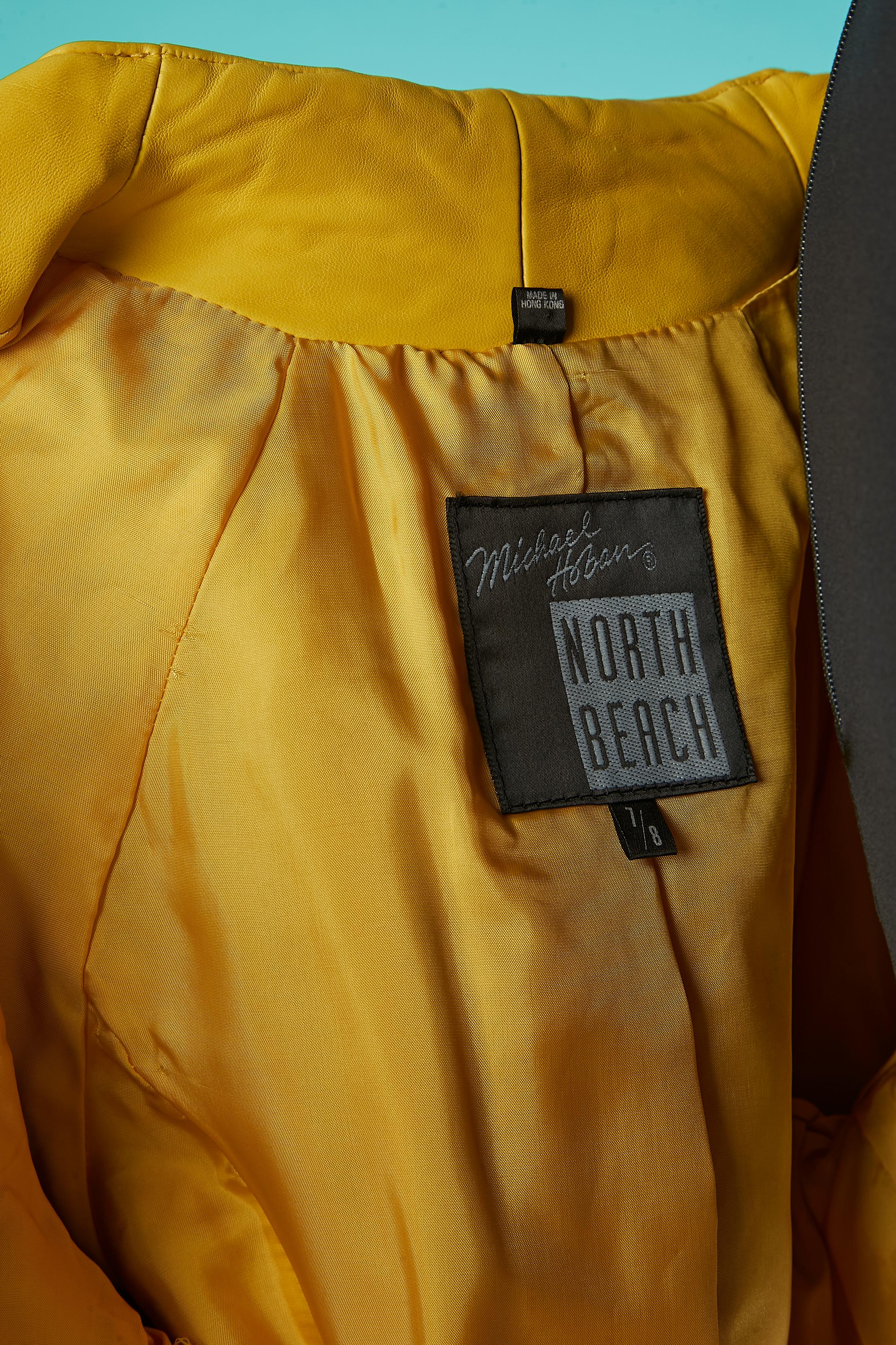 Yellow leather skirt-suit Michael Hoban North Beach Leather  For Sale 2